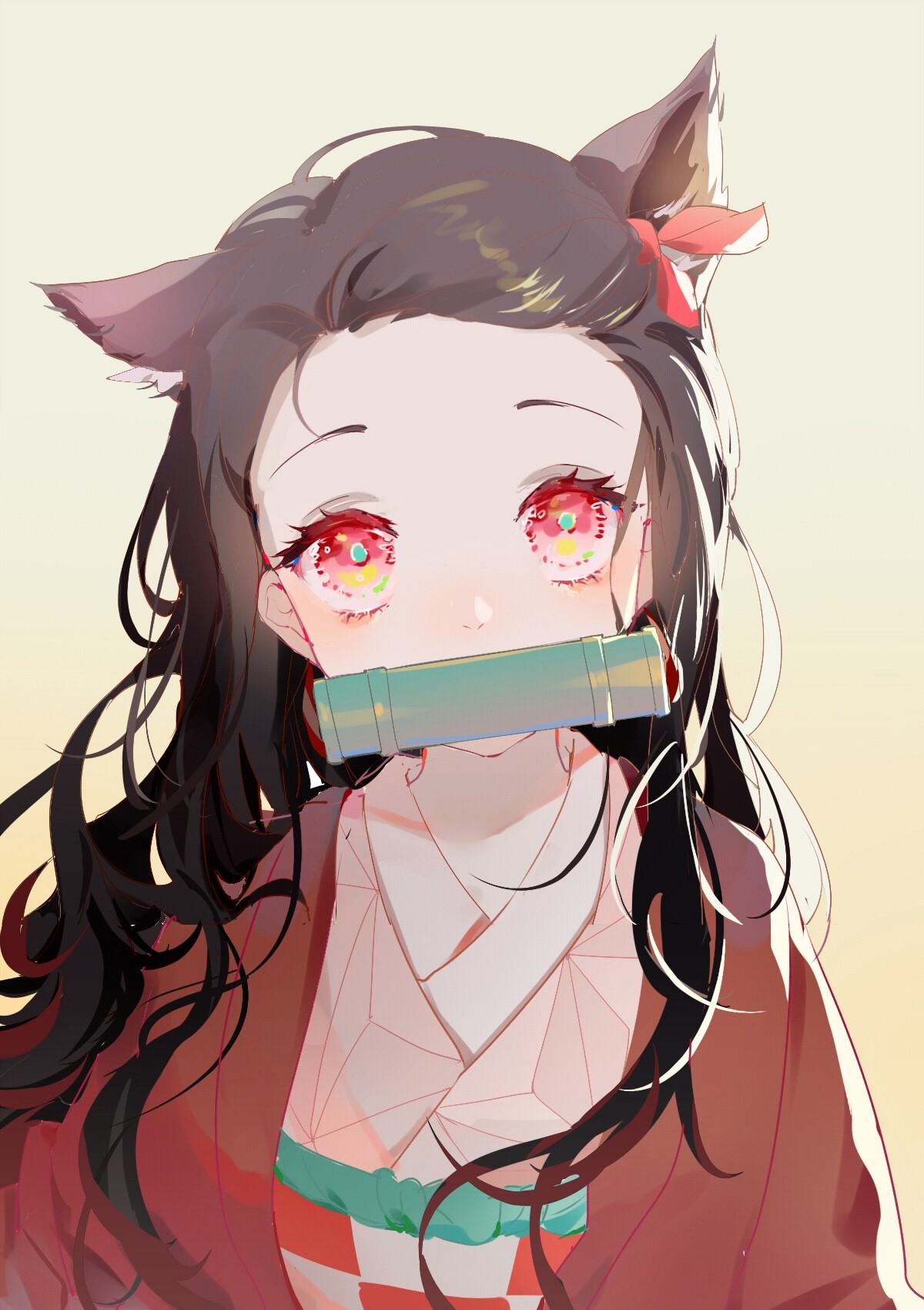 Kamado Nezuko from Kimetsu no Yaiba with cat ears HD Phone Wallpaper