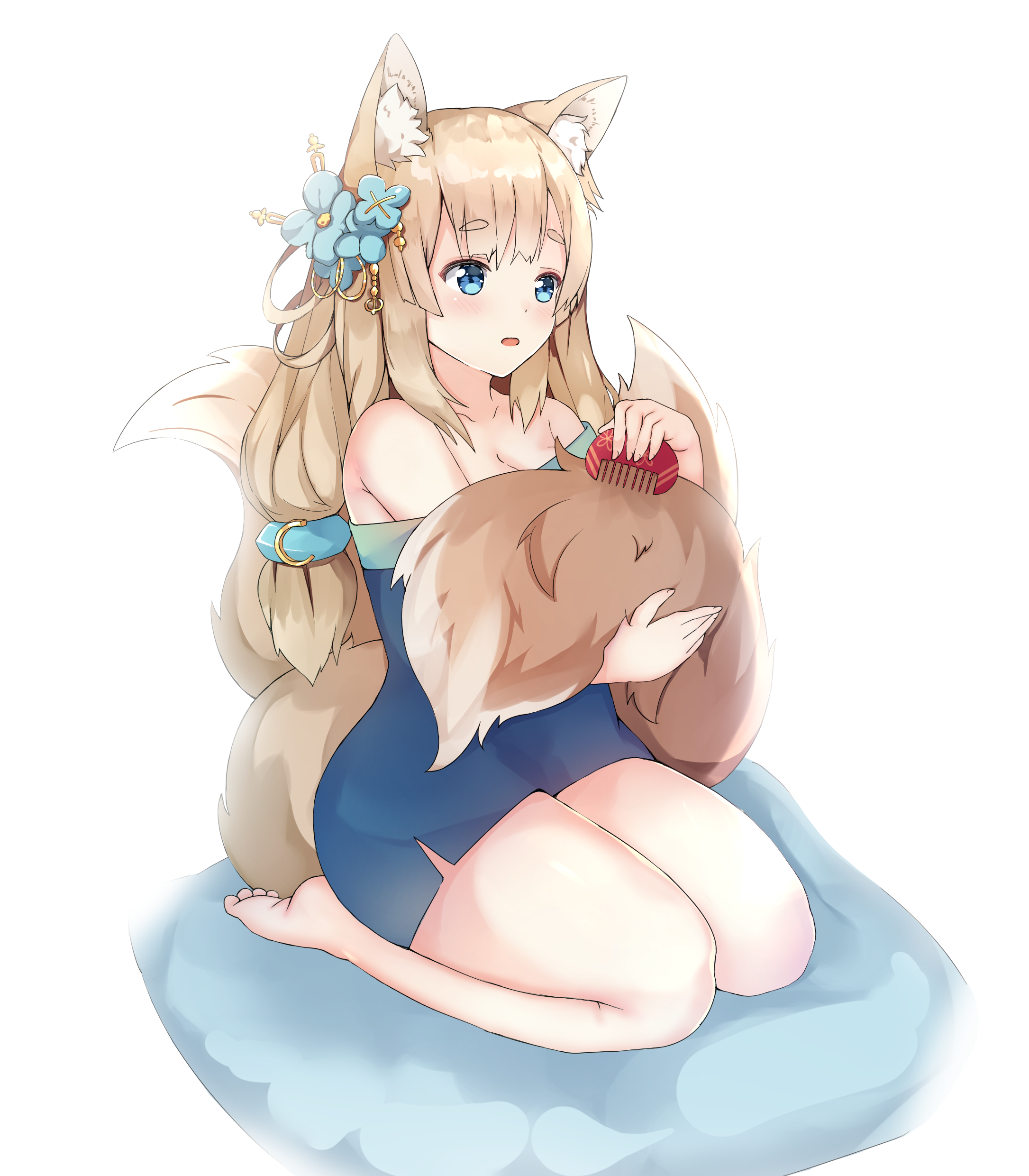 Azur Lane anime girl with fox ears and tail HD Phone Wallpaper