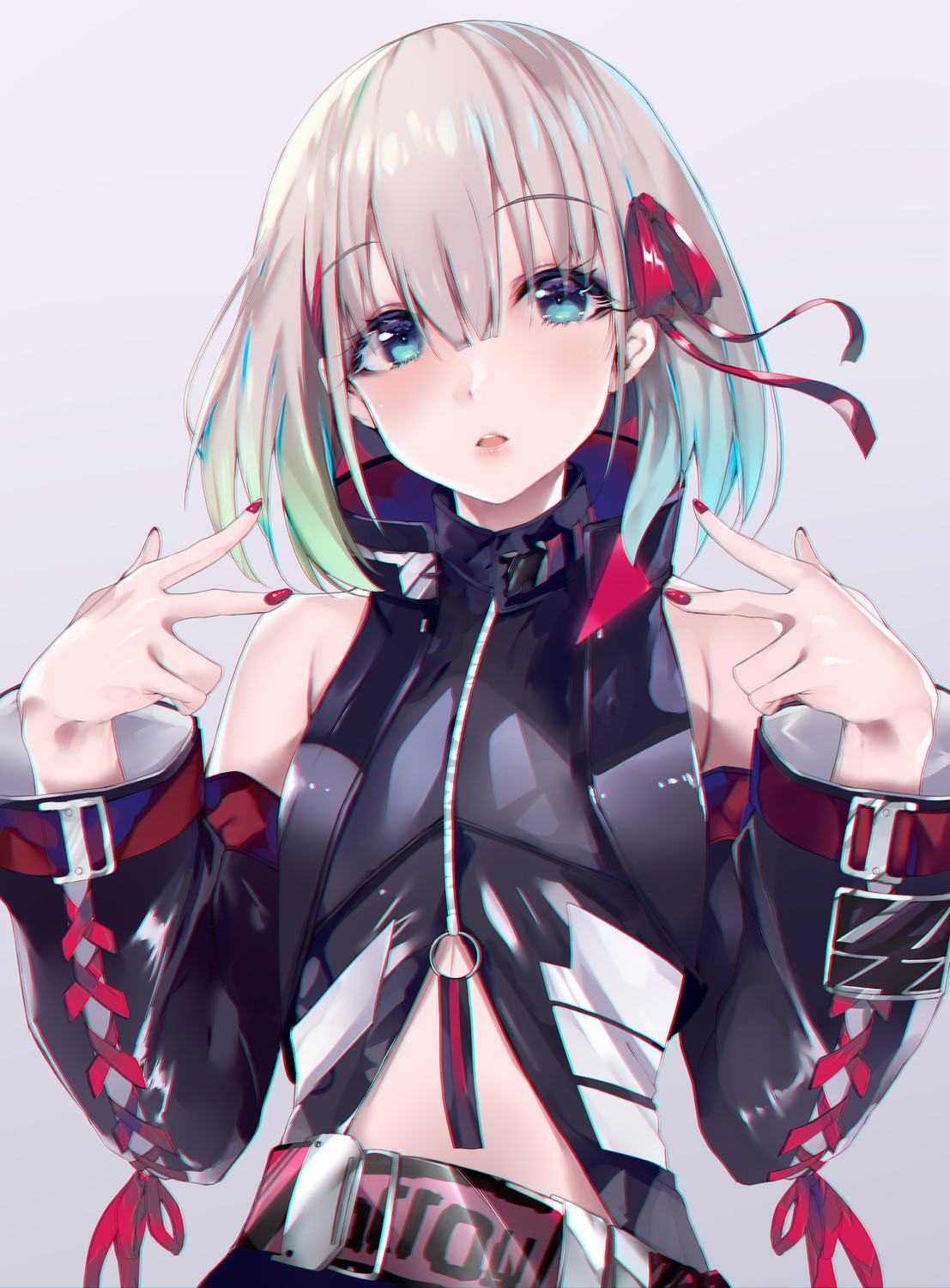 Anime girl with short blonde hair and blue eyes HD Phone Wallpaper