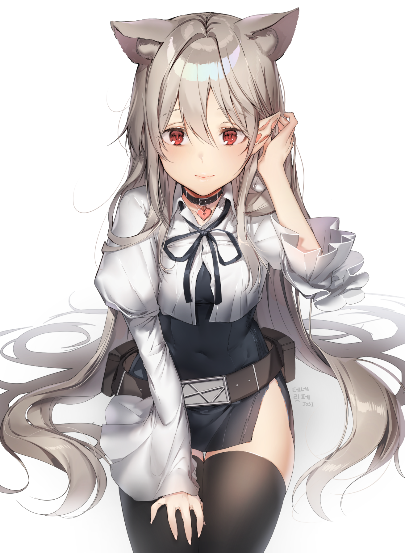 Anime girl with cat ears and long hair HD Phone Wallpaper