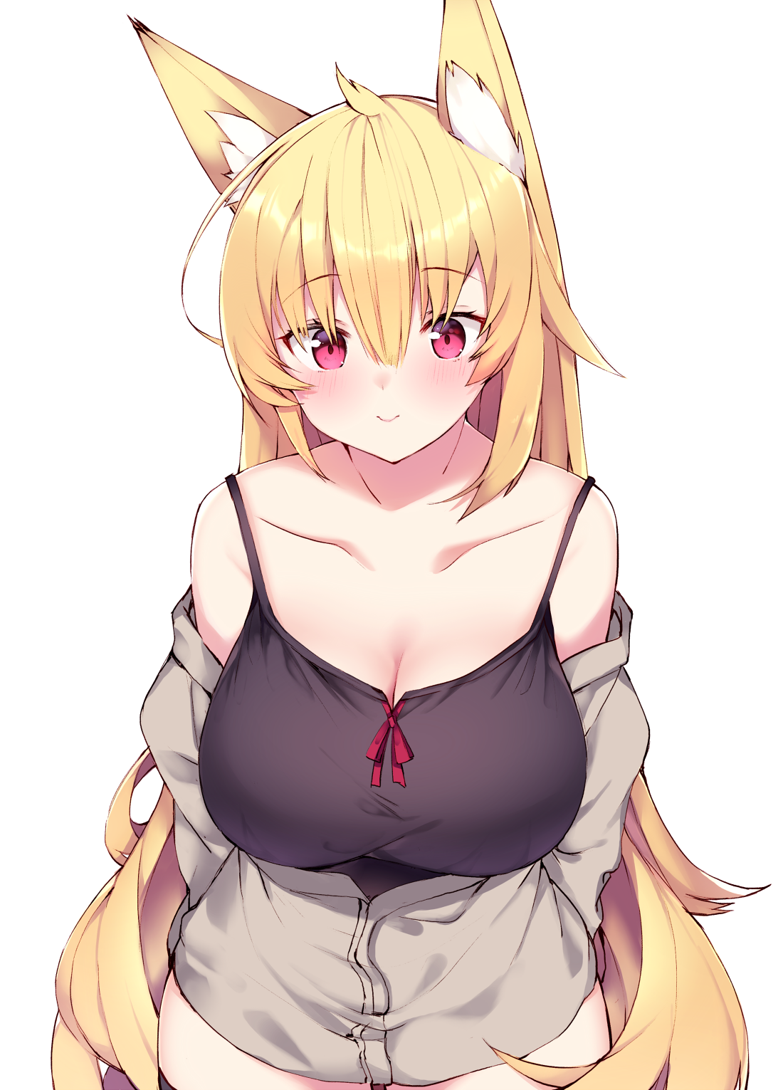 Anime girl with blonde hair and fox ears HD Phone Wallpaper