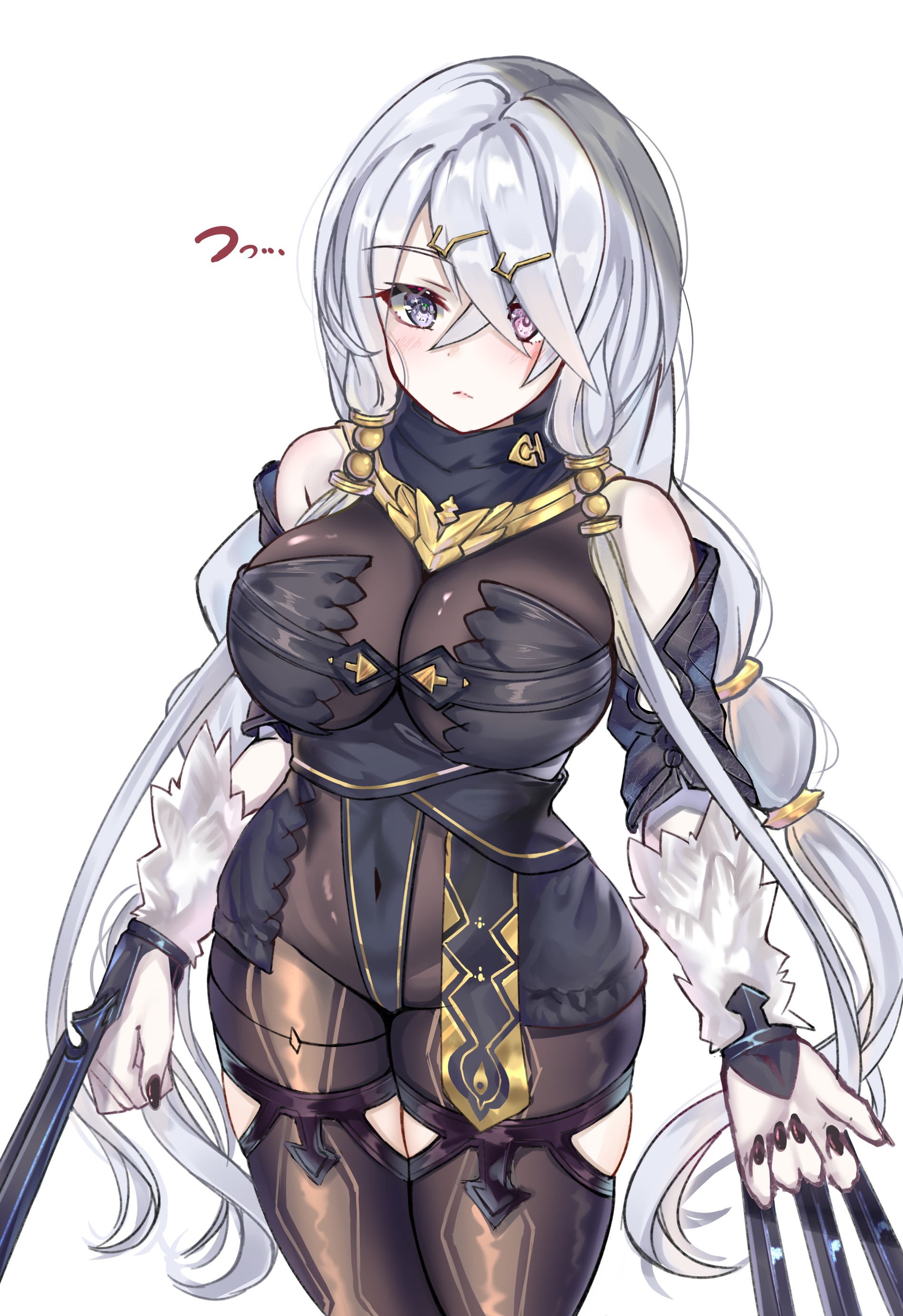Anime girl with long white hair and elaborate outfit HD Phone Wallpaper