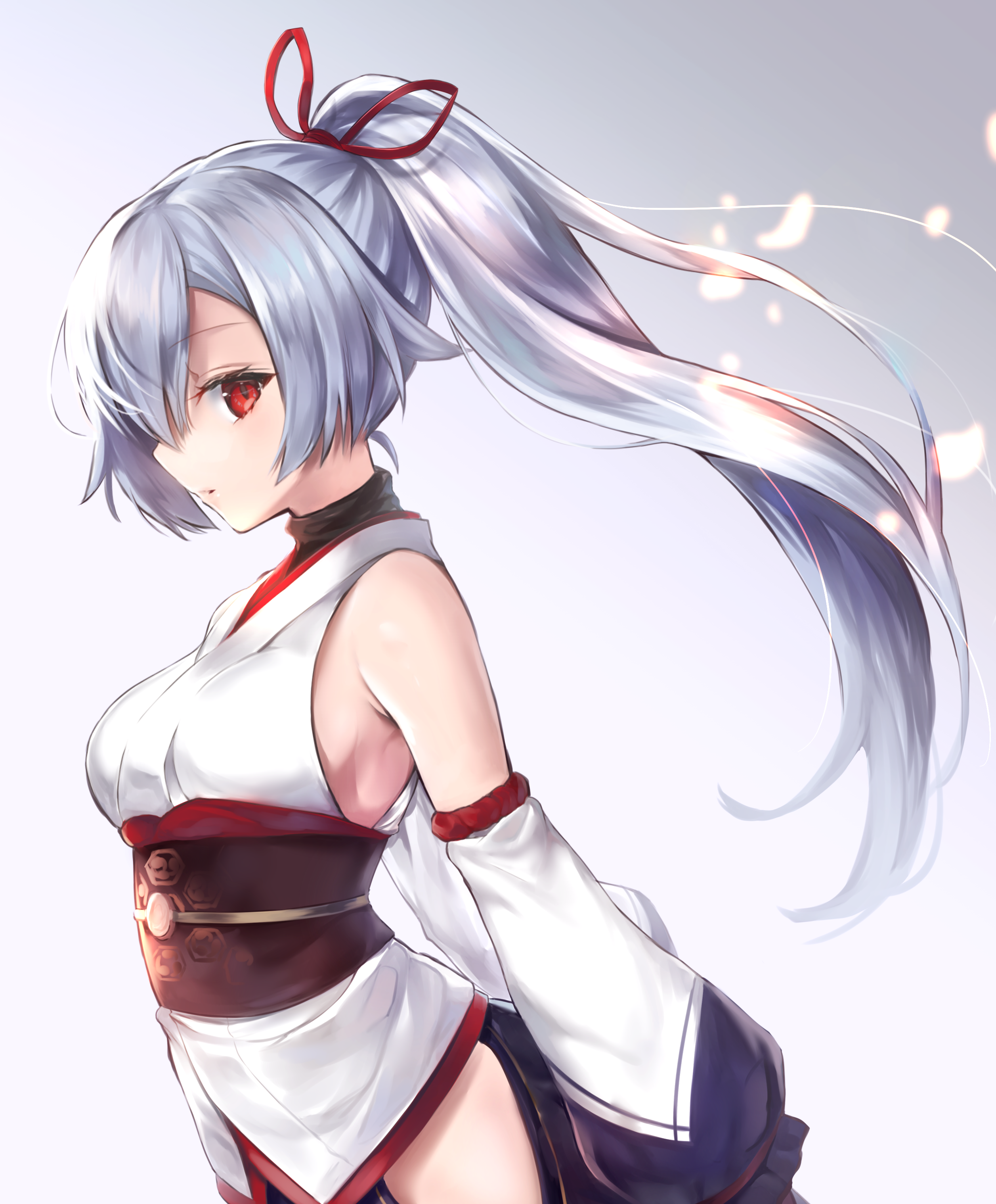 Anime girl with white hair and red eyes HD Phone Wallpaper