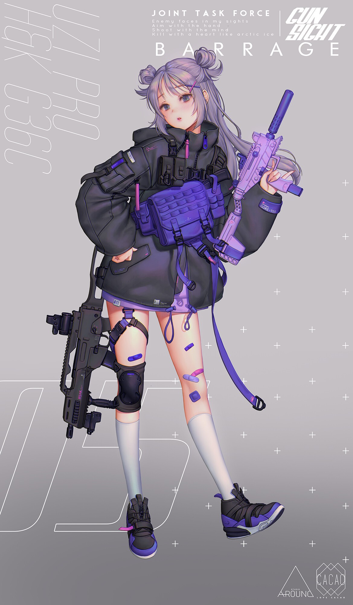 Anime girl with guns, Joint Task Force Barrage HD Phone Wallpaper