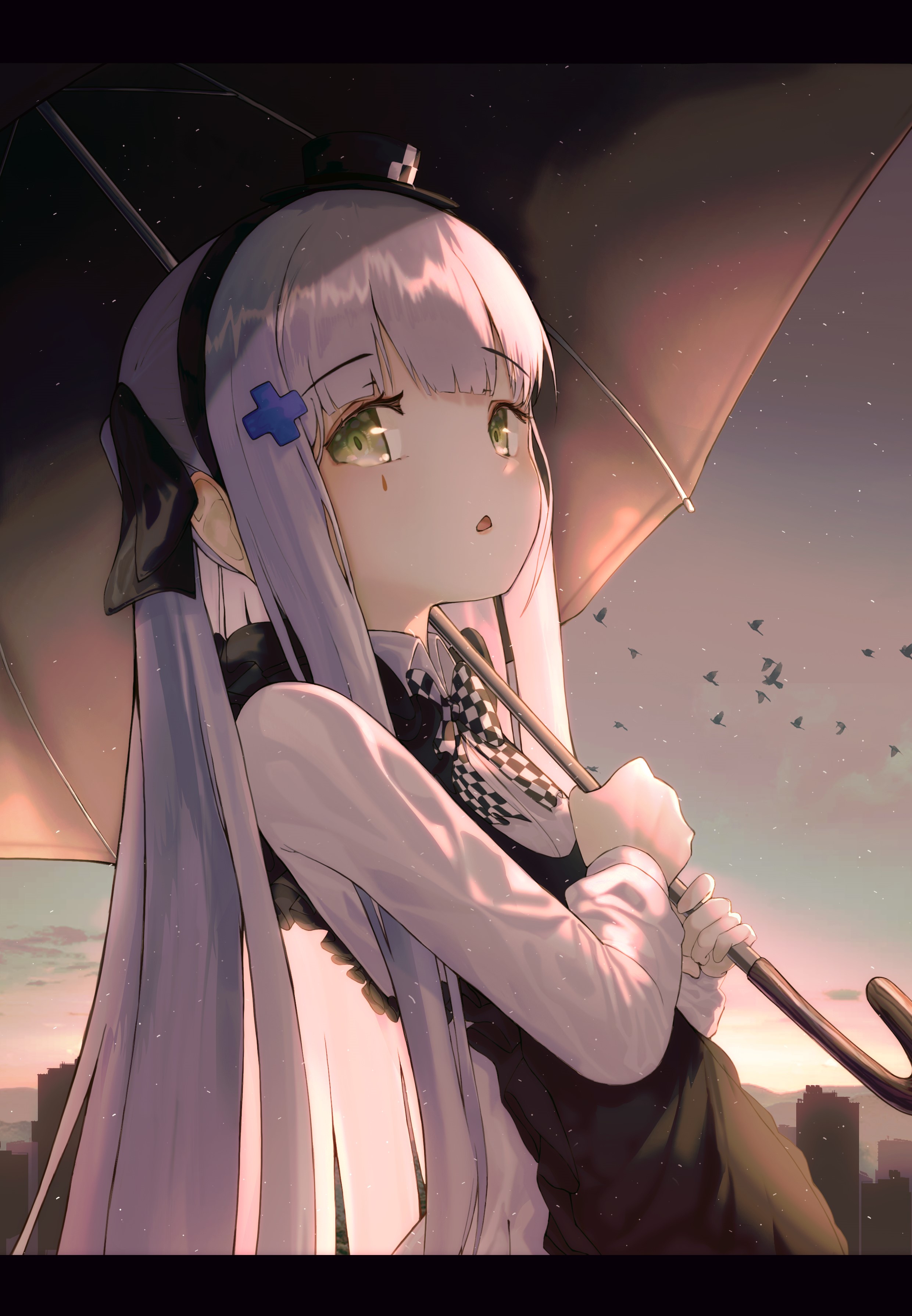 HK416 from Girls Frontline holding an umbrella HD Phone Wallpaper