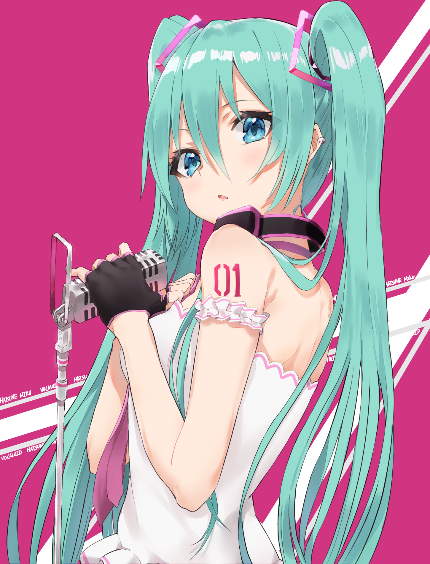 Hatsune Miku with Microphone HD Phone Wallpaper
