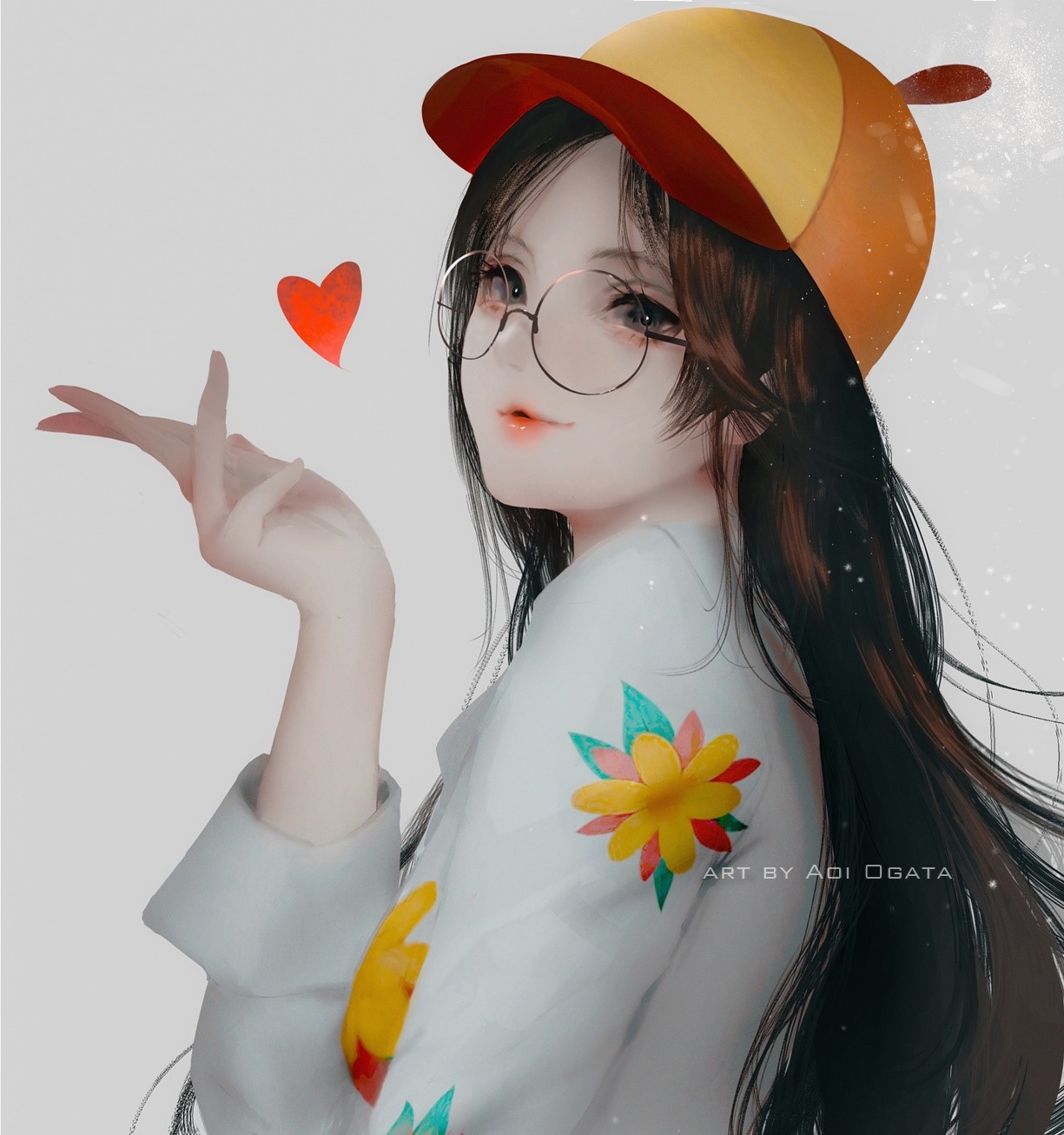 Anime girl with glasses and cap HD Phone Wallpaper
