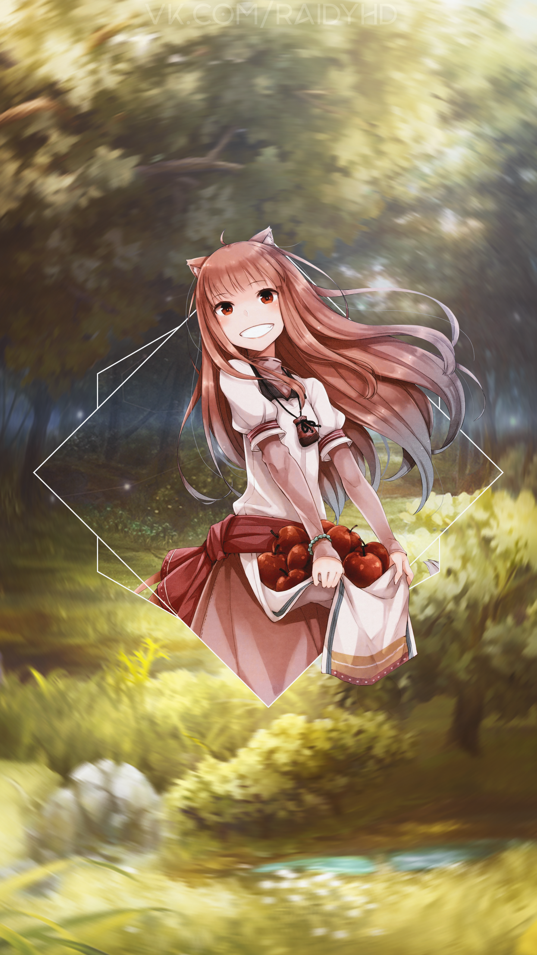 Holo from Spice and Wolf holding apples HD Phone Wallpaper