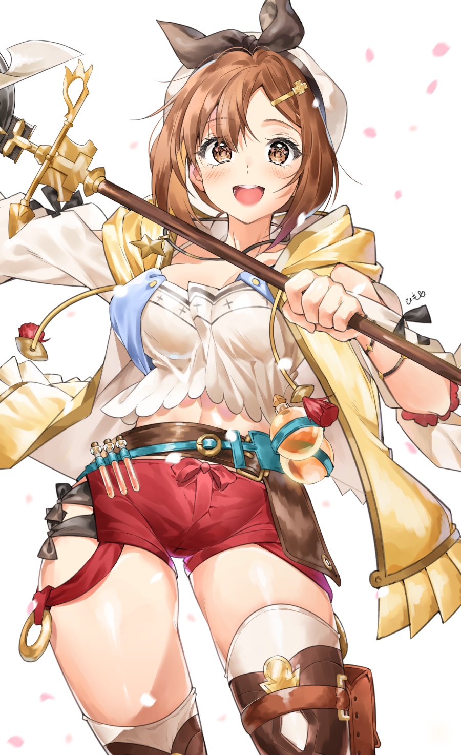 Ryza from Atelier Ryza holding a staff HD Phone Wallpaper
