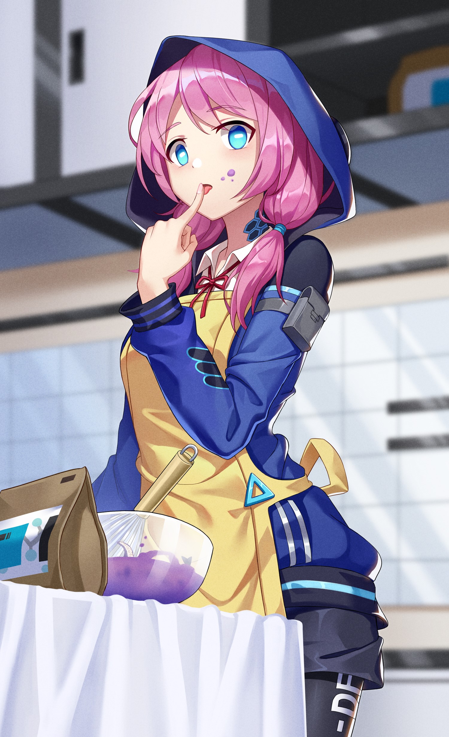 Anime girl with pink hair baking HD Phone Wallpaper