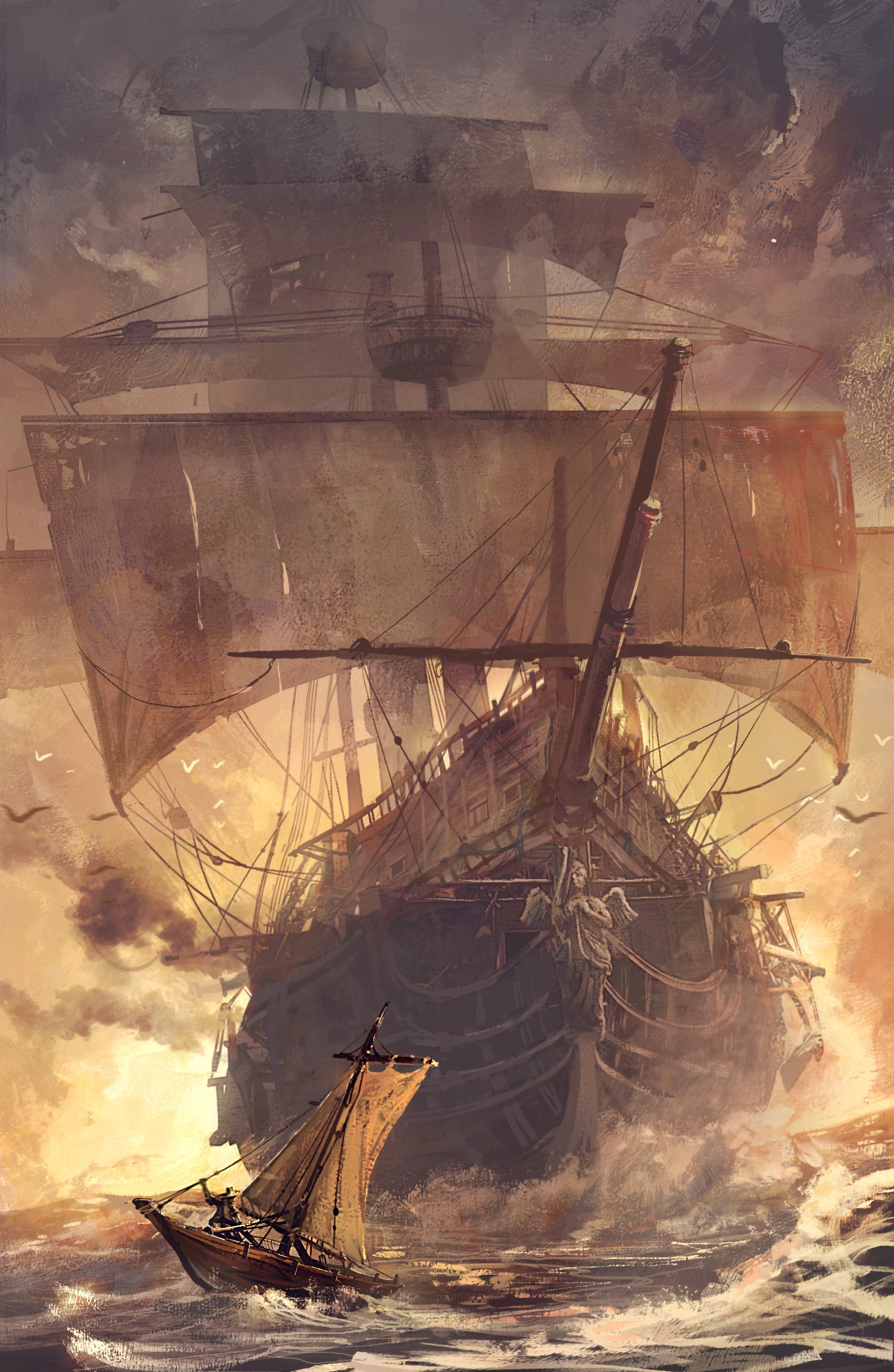 Fantasy Art of Majestic Sailing Ships HD Phone Wallpaper