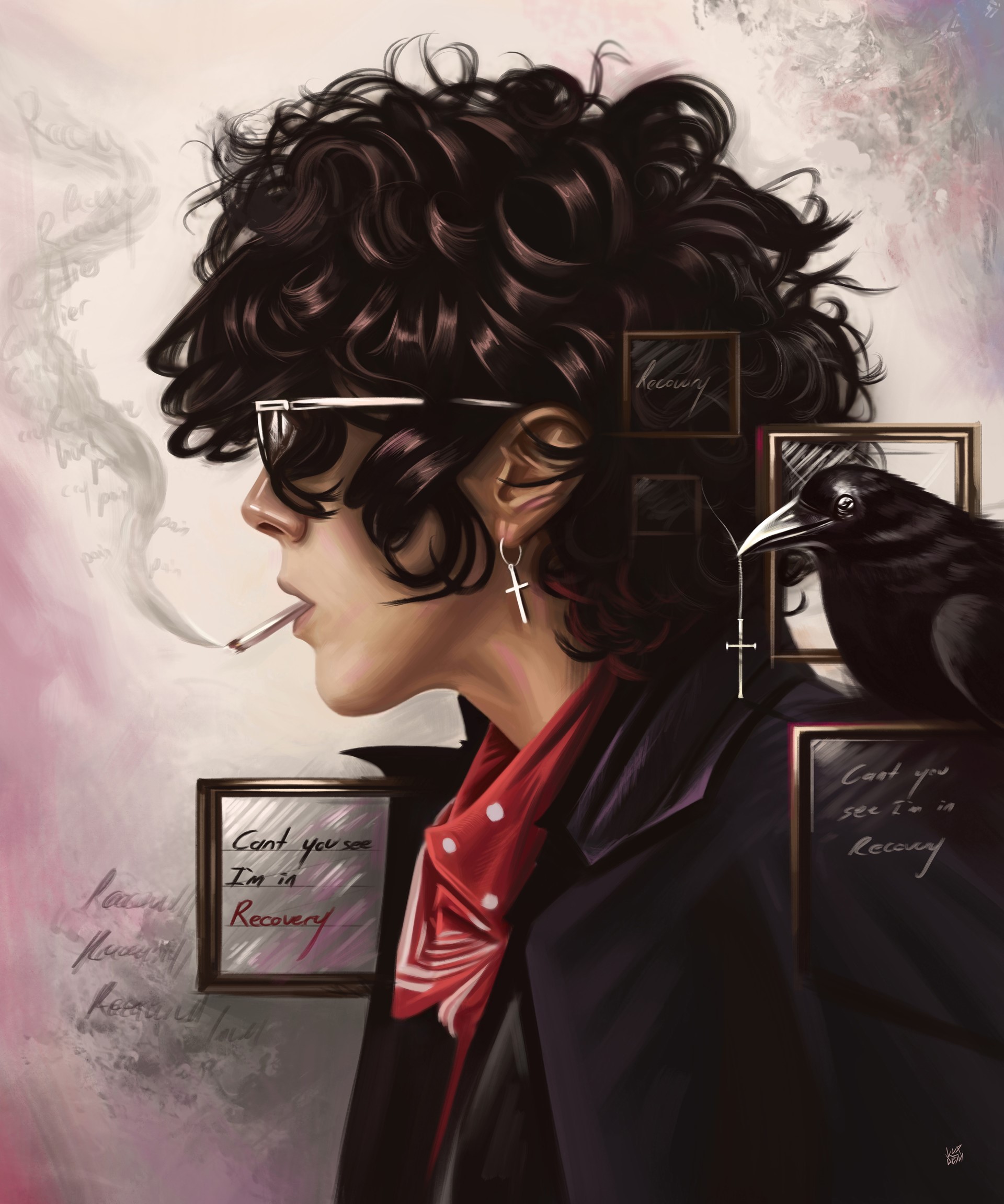 Laura Pergolizzi with Crow and Frames HD Phone Wallpaper