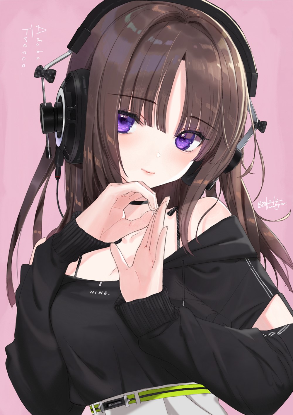 Anime Girl with Headphones Digital Portrait HD Phone Wallpaper