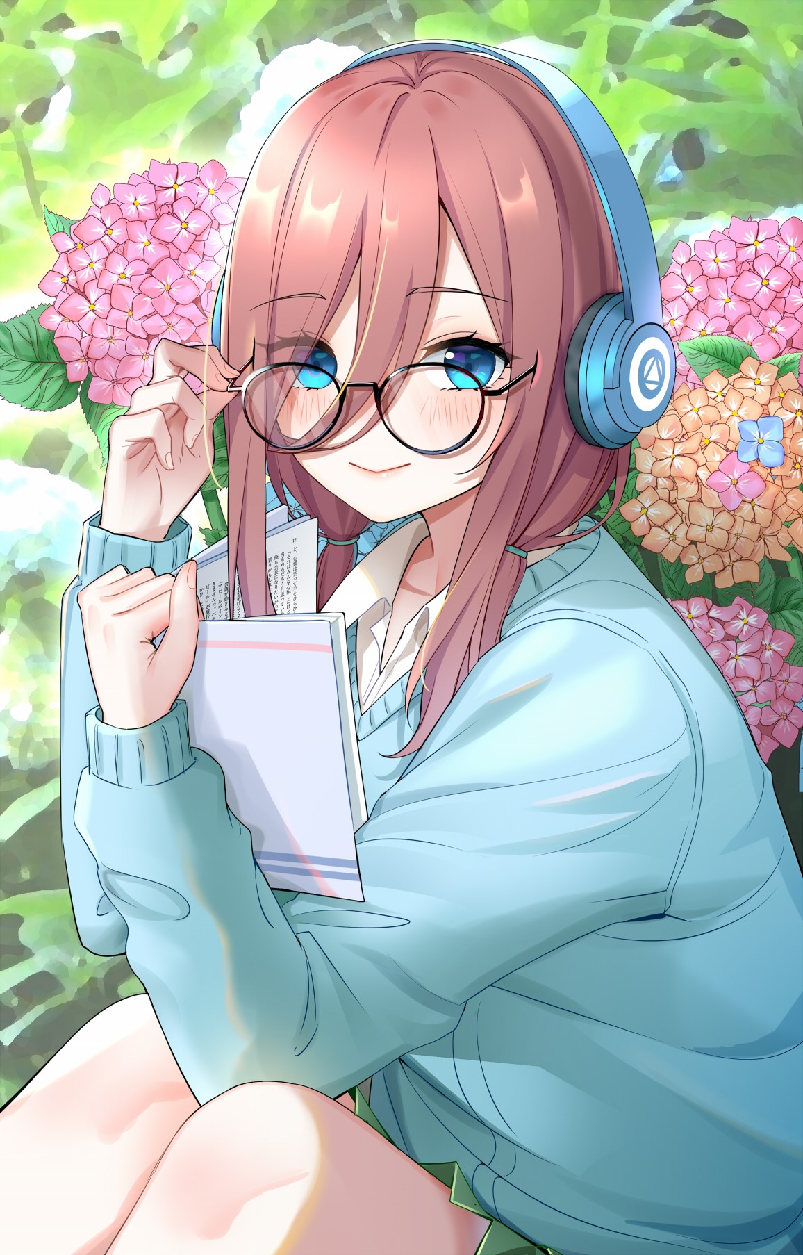 Nakano Miku Relaxing Portrait Artwork HD Phone Wallpaper