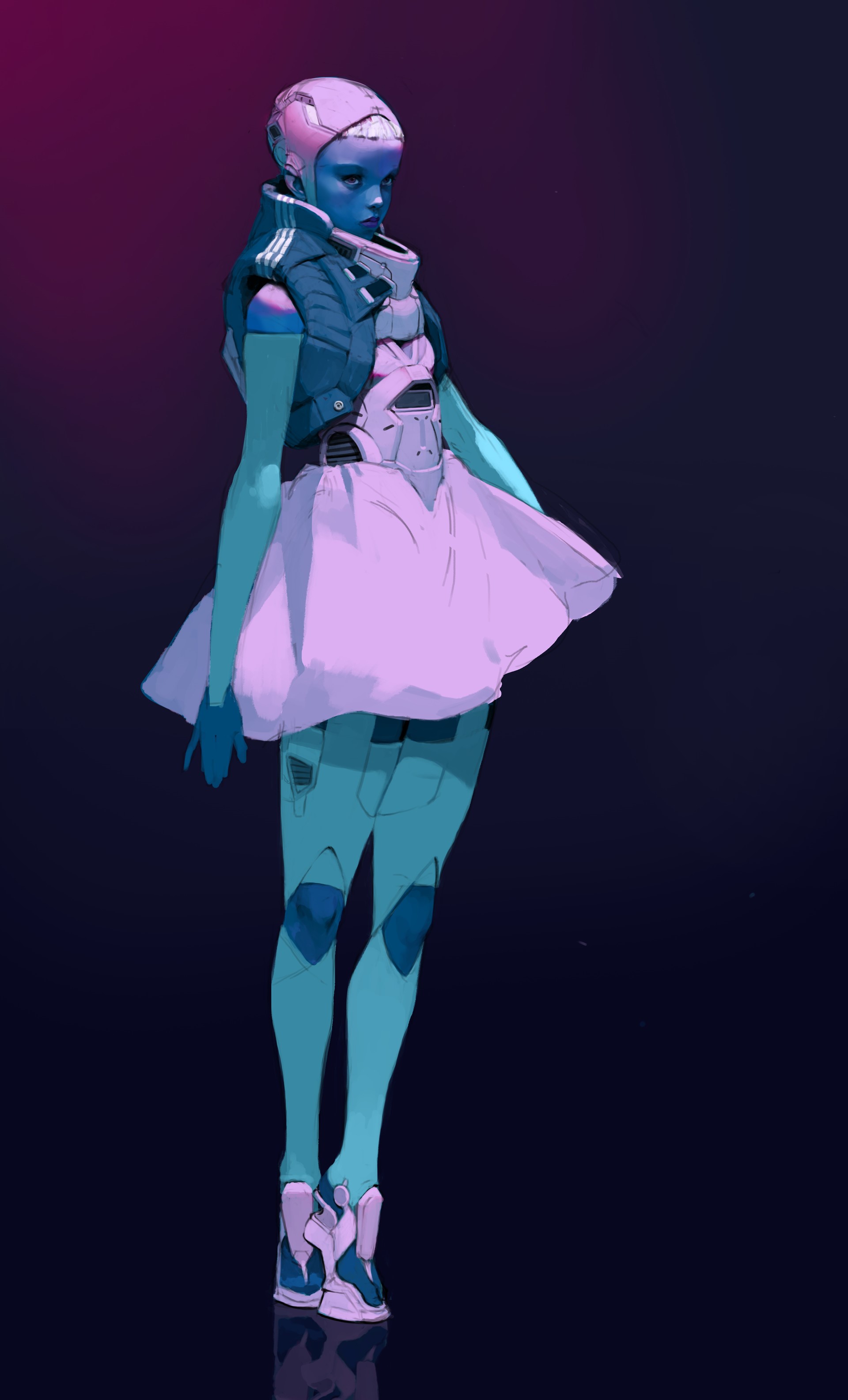 Fantasy art of a blue android by Siwoo Kim HD Phone Wallpaper