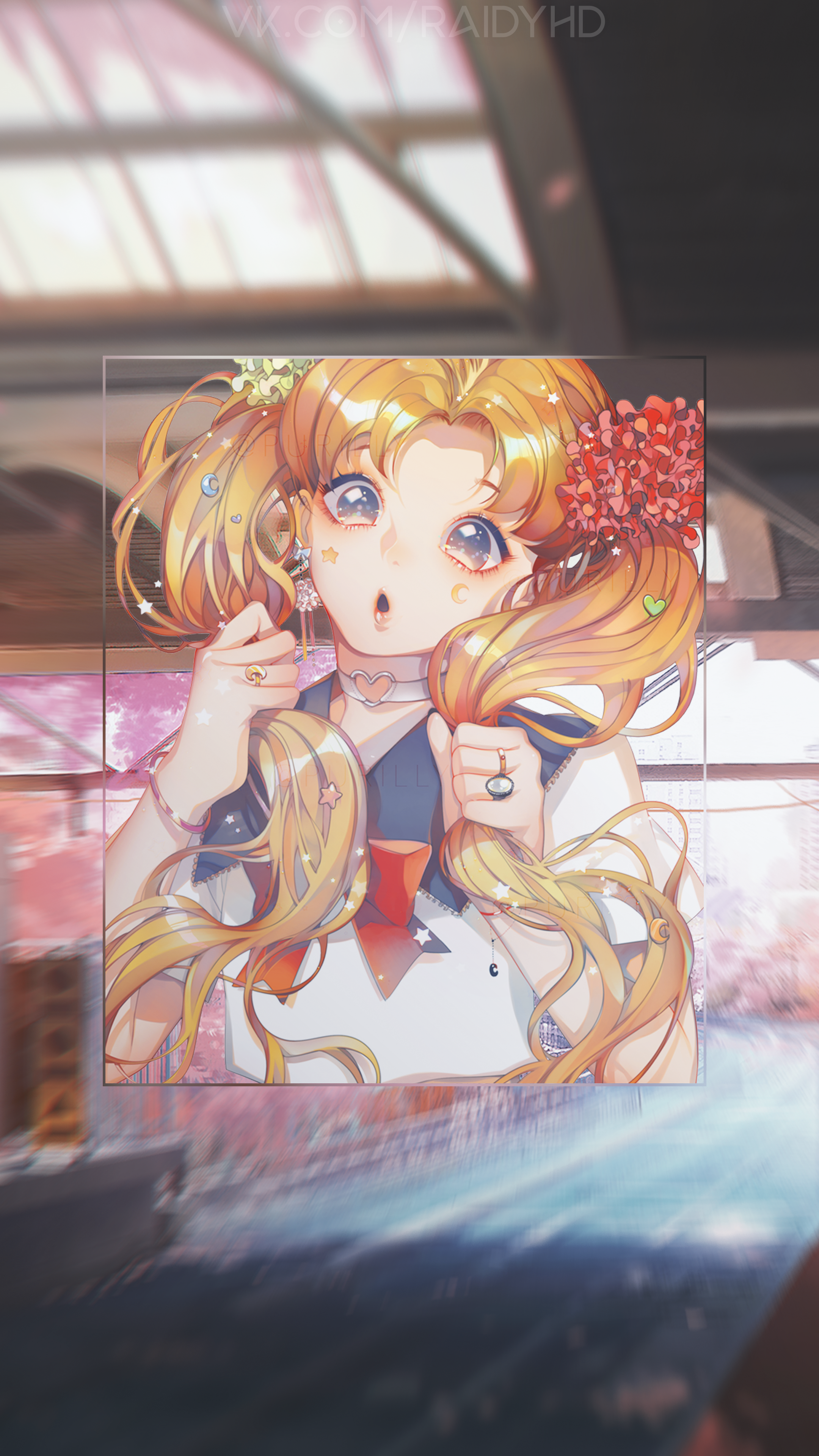 Anime girl with blonde pigtails in sailor uniform HD Phone Wallpaper