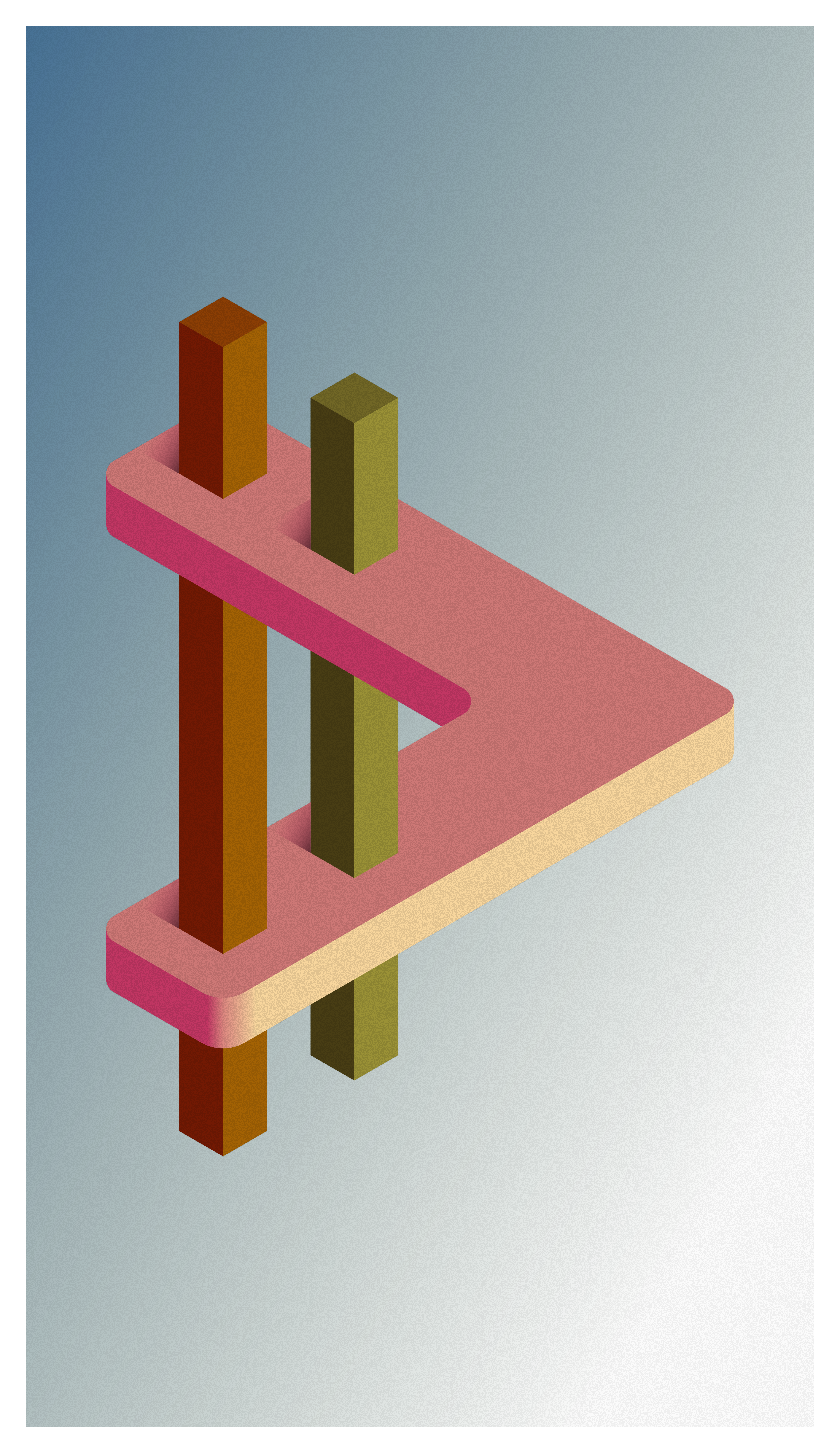 Impossible geometric figure with pillars HD Phone Wallpaper