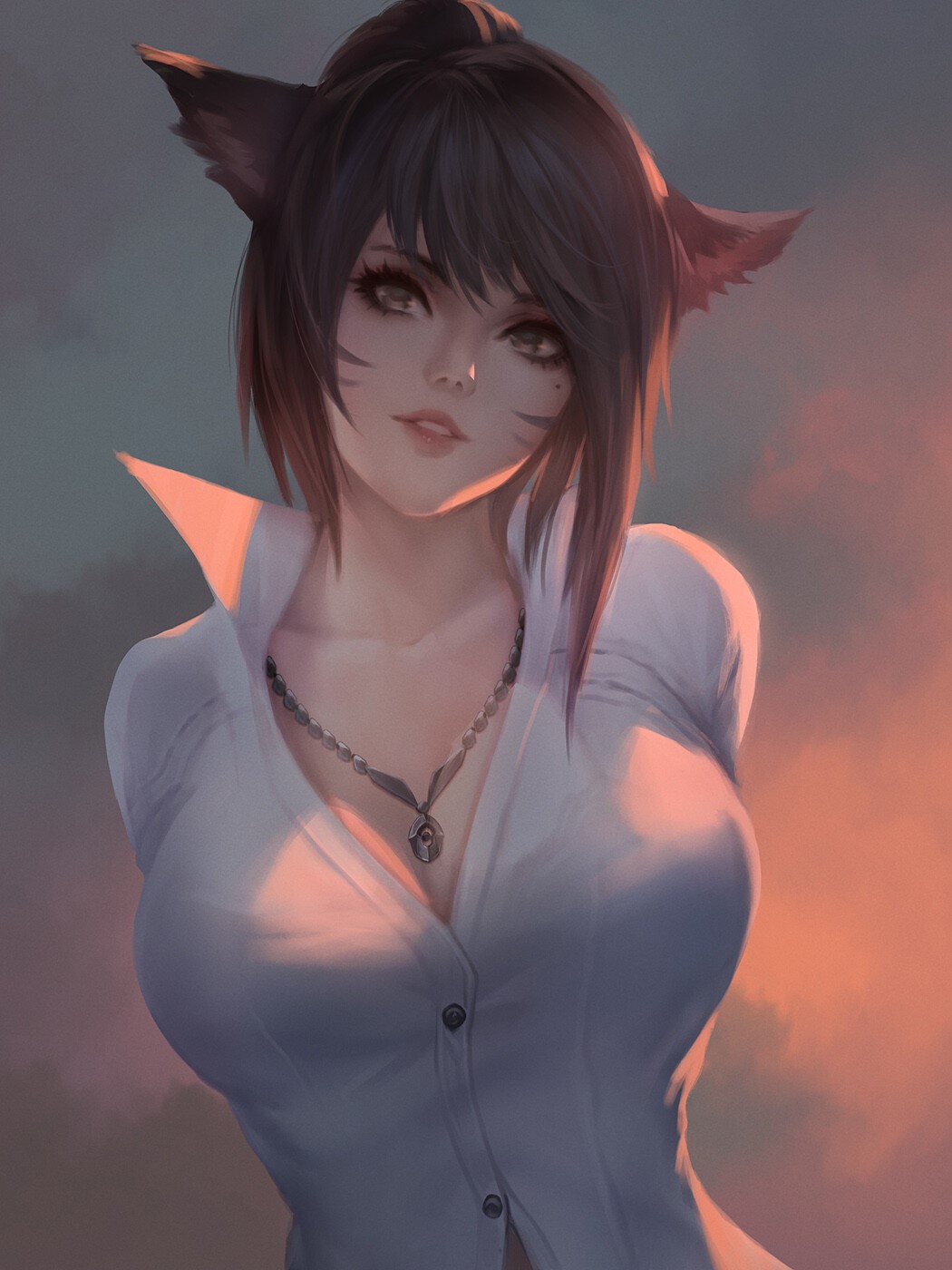 Miqo'te girl from Final Fantasy XIV HD Phone Wallpaper