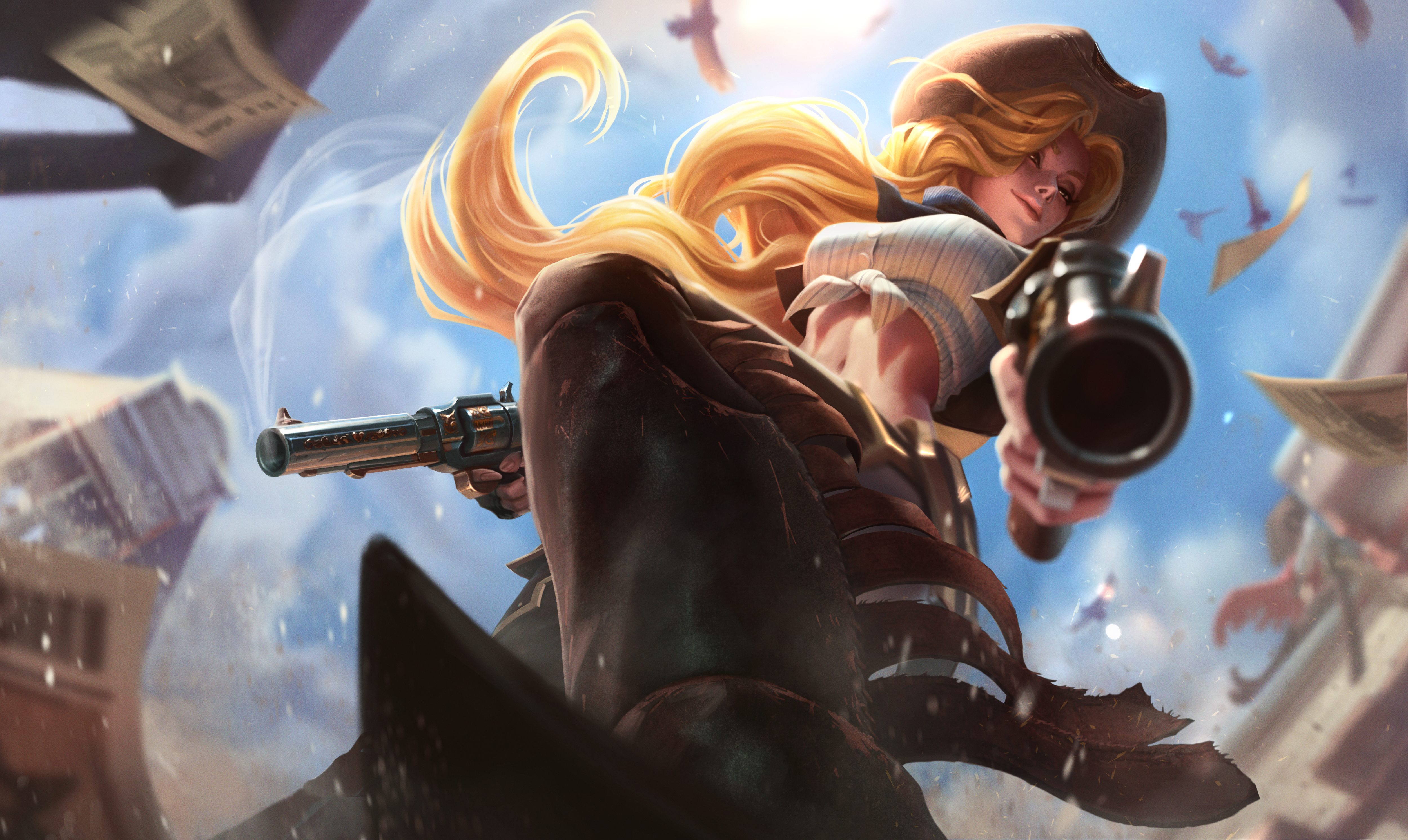 Miss Fortune from League of Legends with guns HD Wallpaper