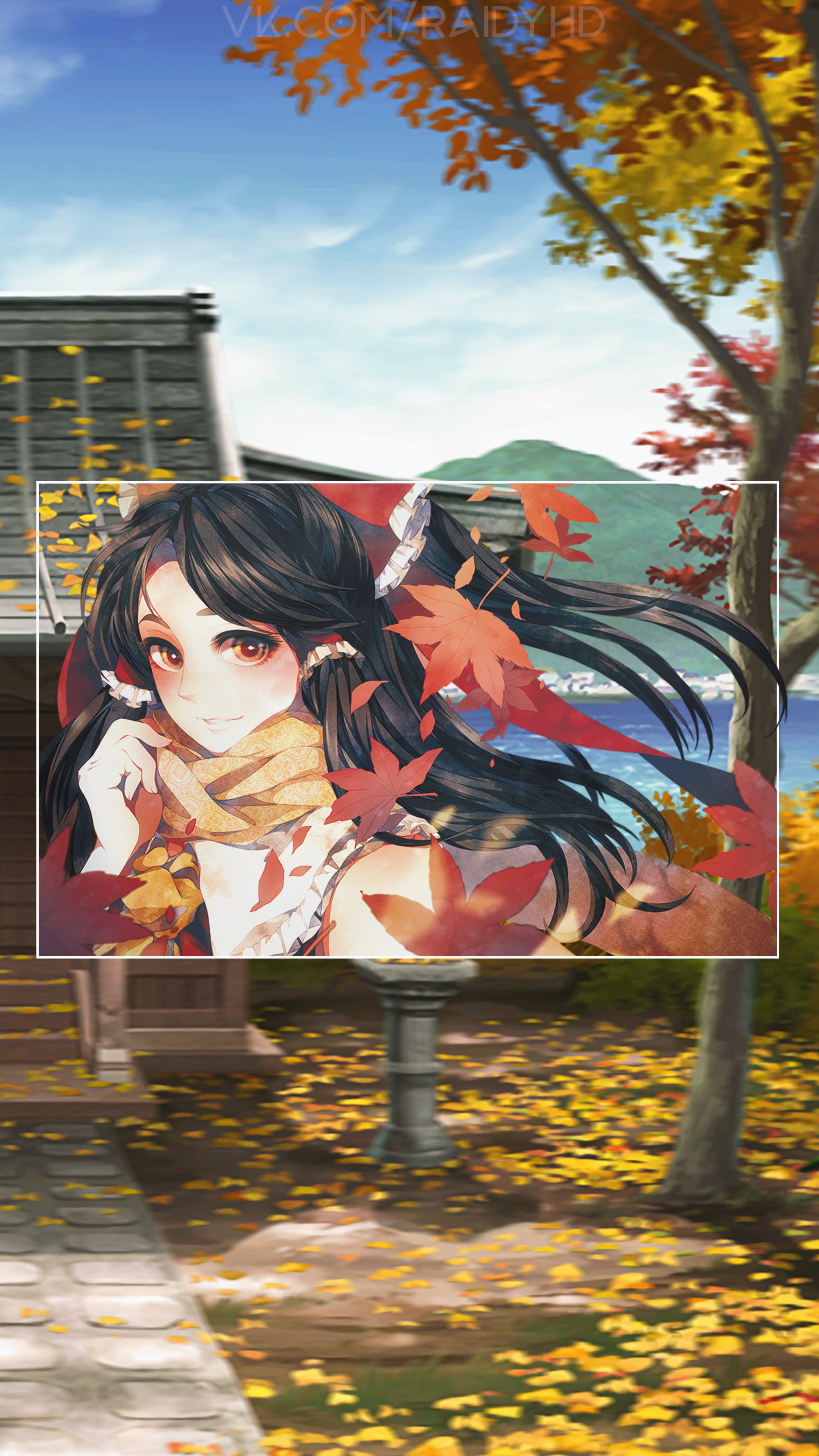 Touhou Project: Hakurei Reimu in Autumn HD Phone Wallpaper