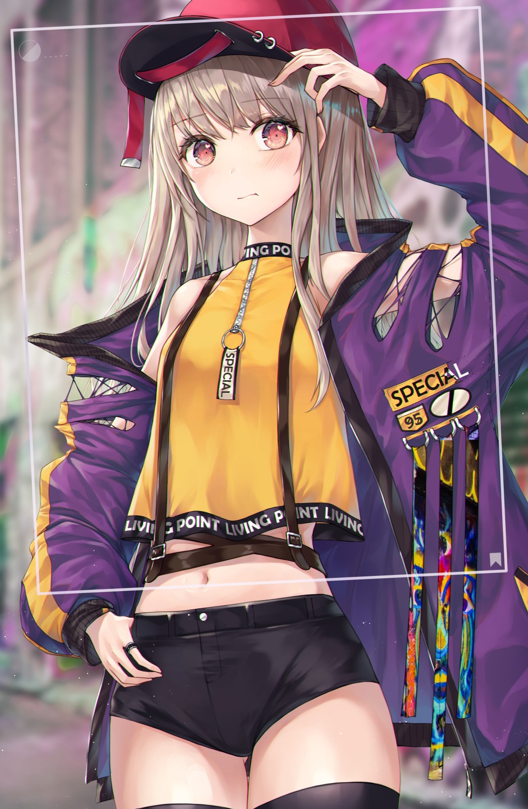 Anime Girl with Purple Jacket and Hat HD Phone Wallpaper