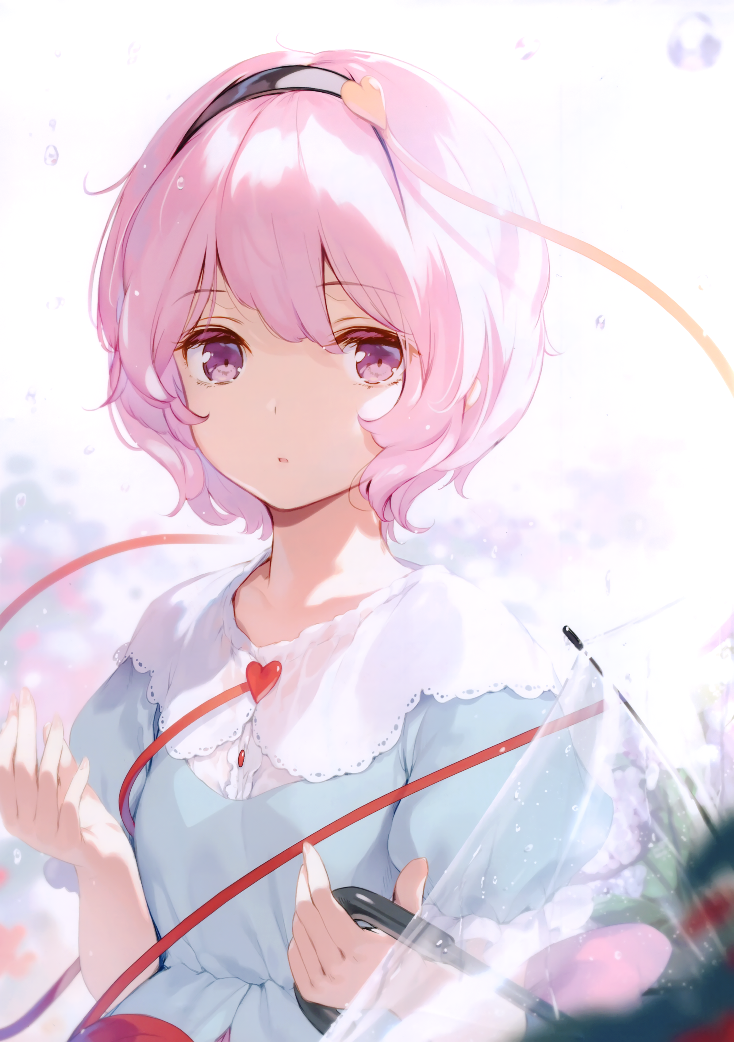 Anime girl with pink hair and blue dress HD Phone Wallpaper