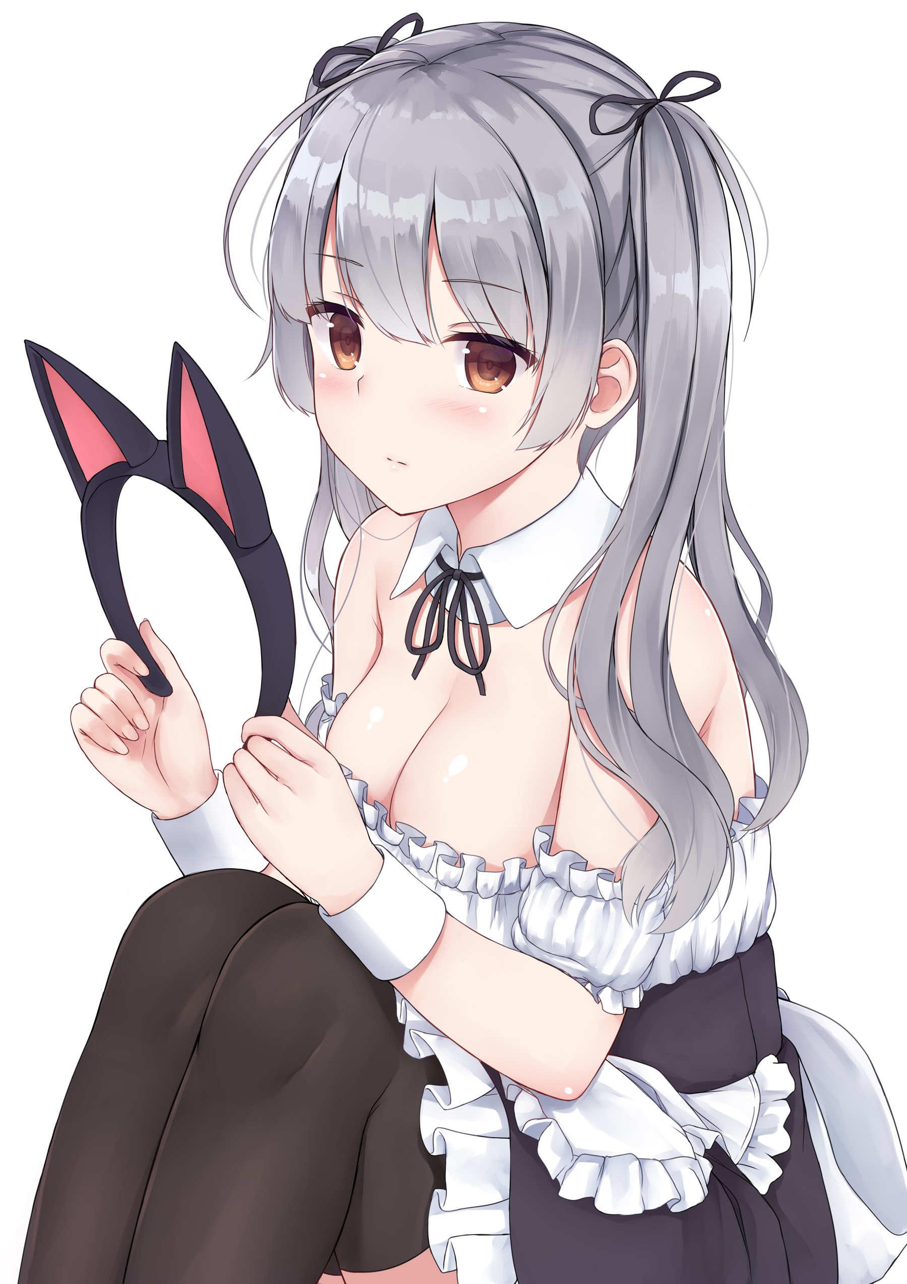 Anime girl with cat ears and maid outfit HD Phone Wallpaper