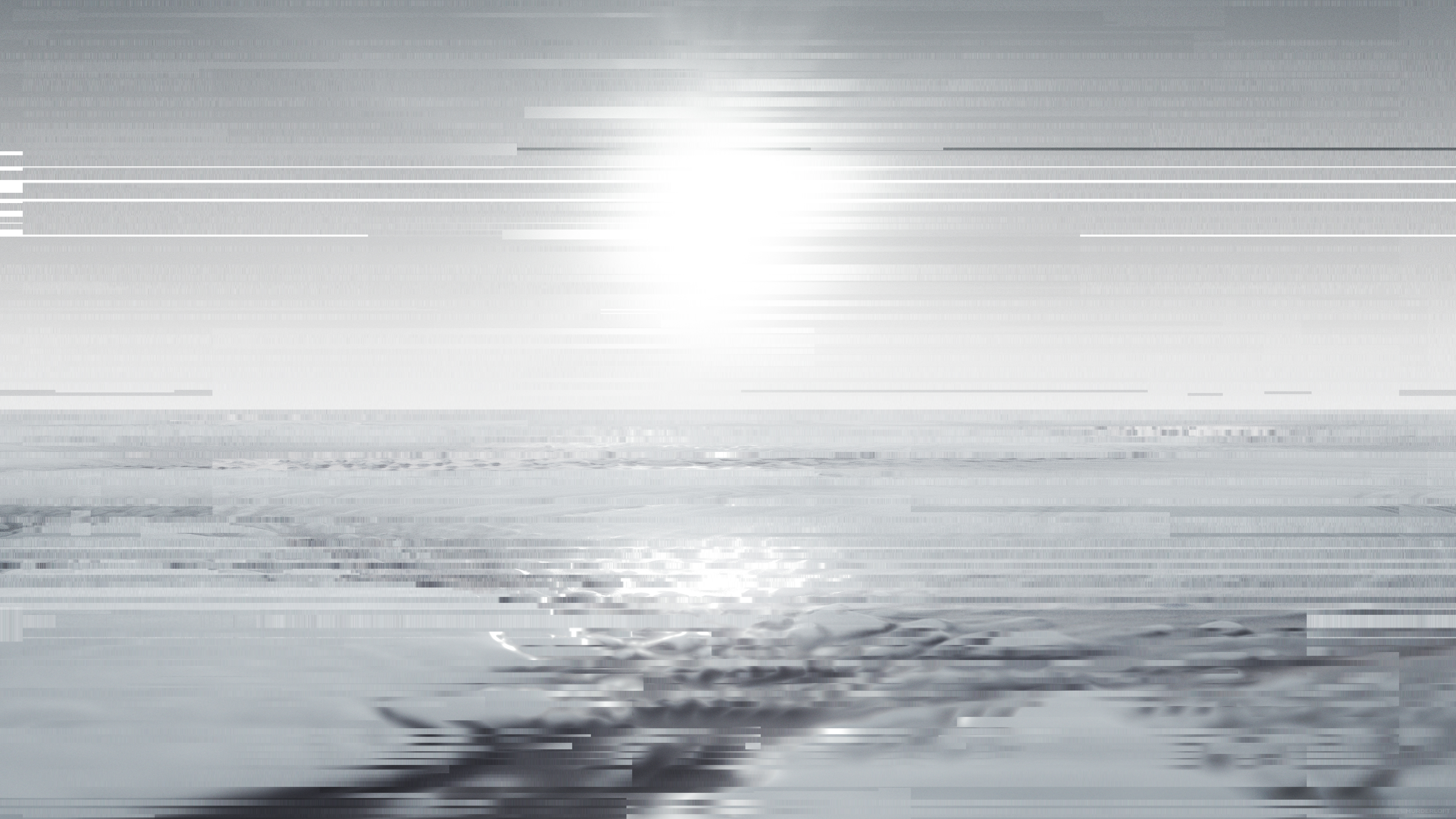 Glitch effect on a sunrise over the ocean HD Wallpaper