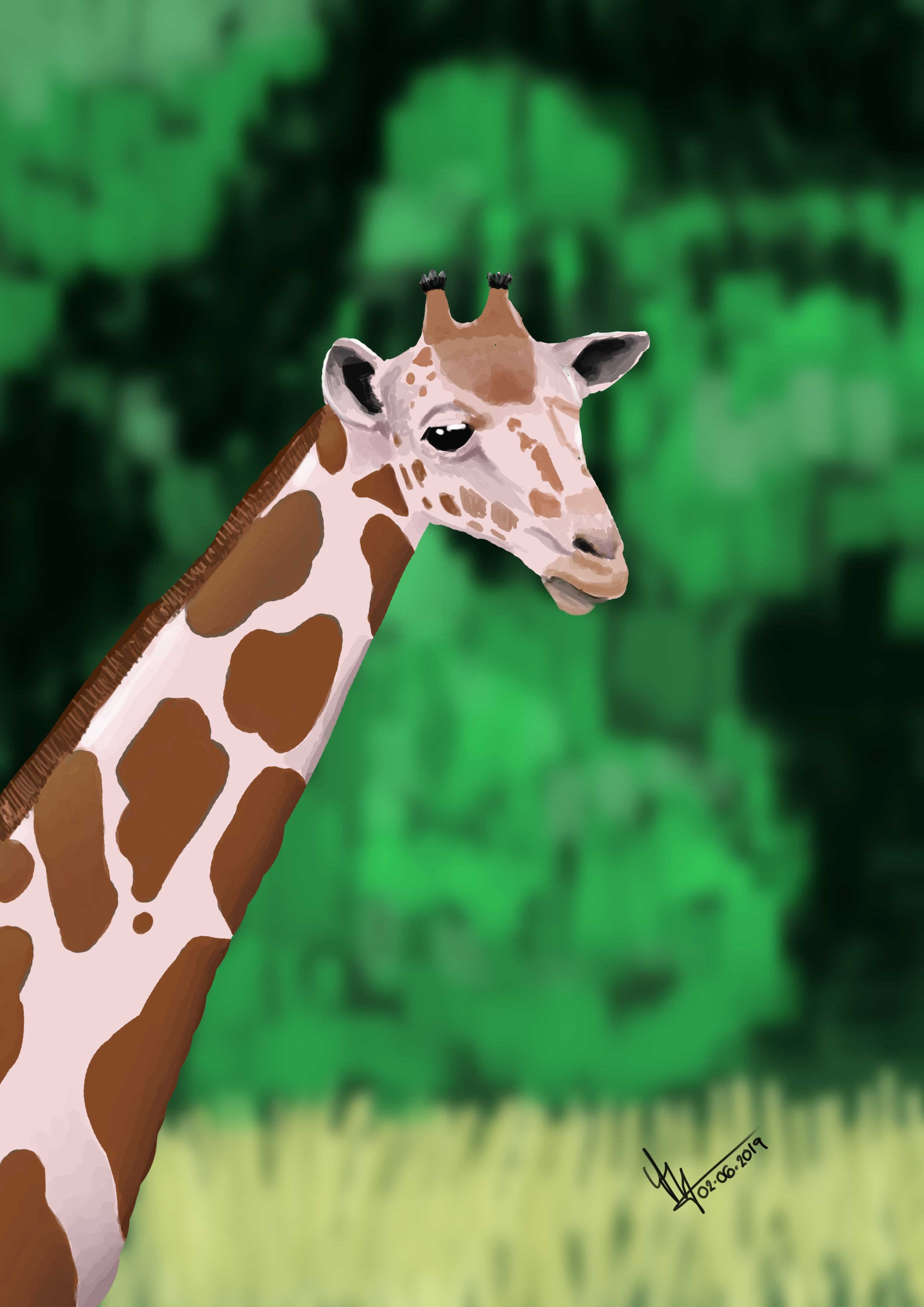 A giraffe in a natural landscape HD Phone Wallpaper