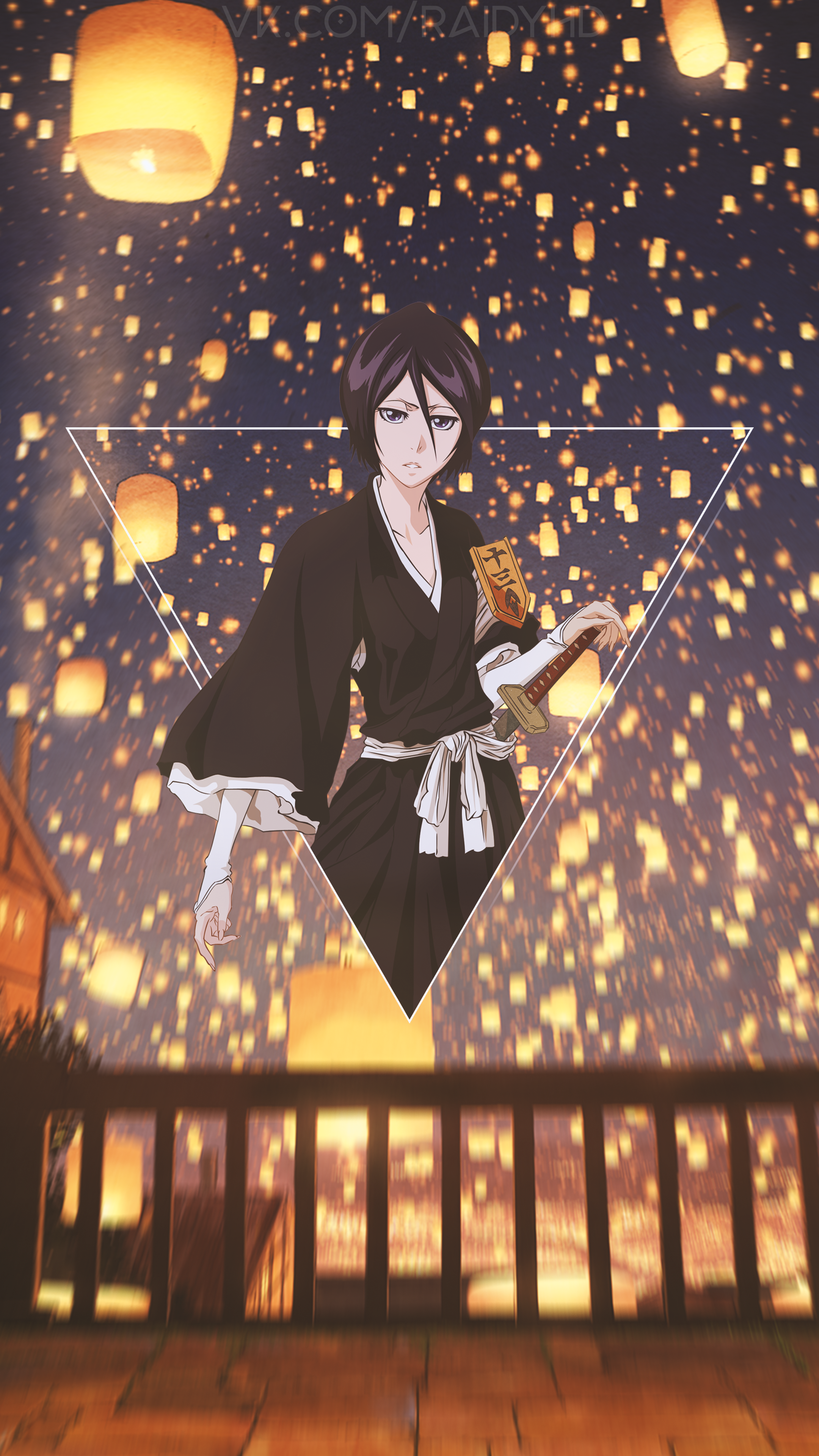 Kuchiki Rukia from Bleach with lanterns HD Phone Wallpaper
