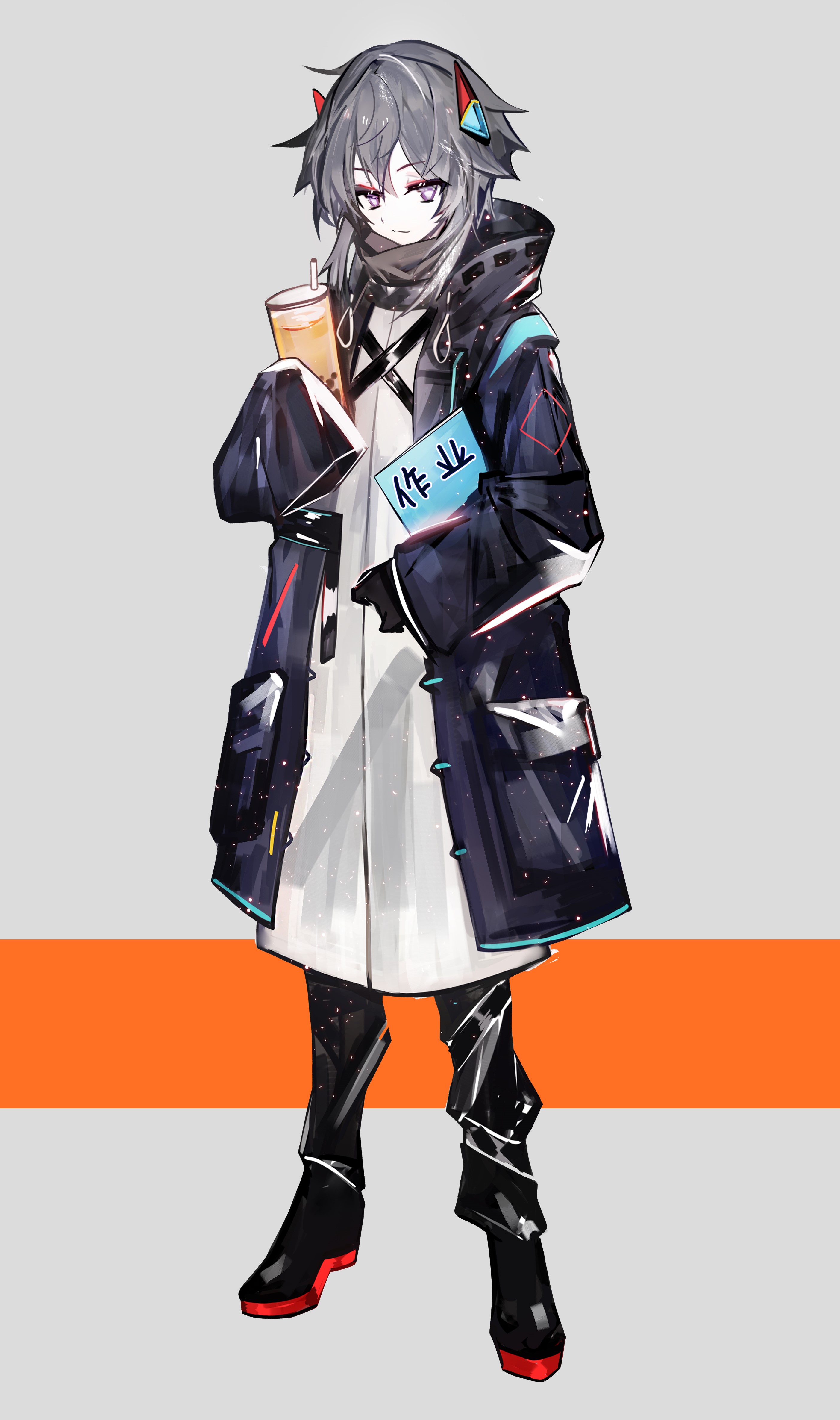 Anime girl with drink and book HD Phone Wallpaper