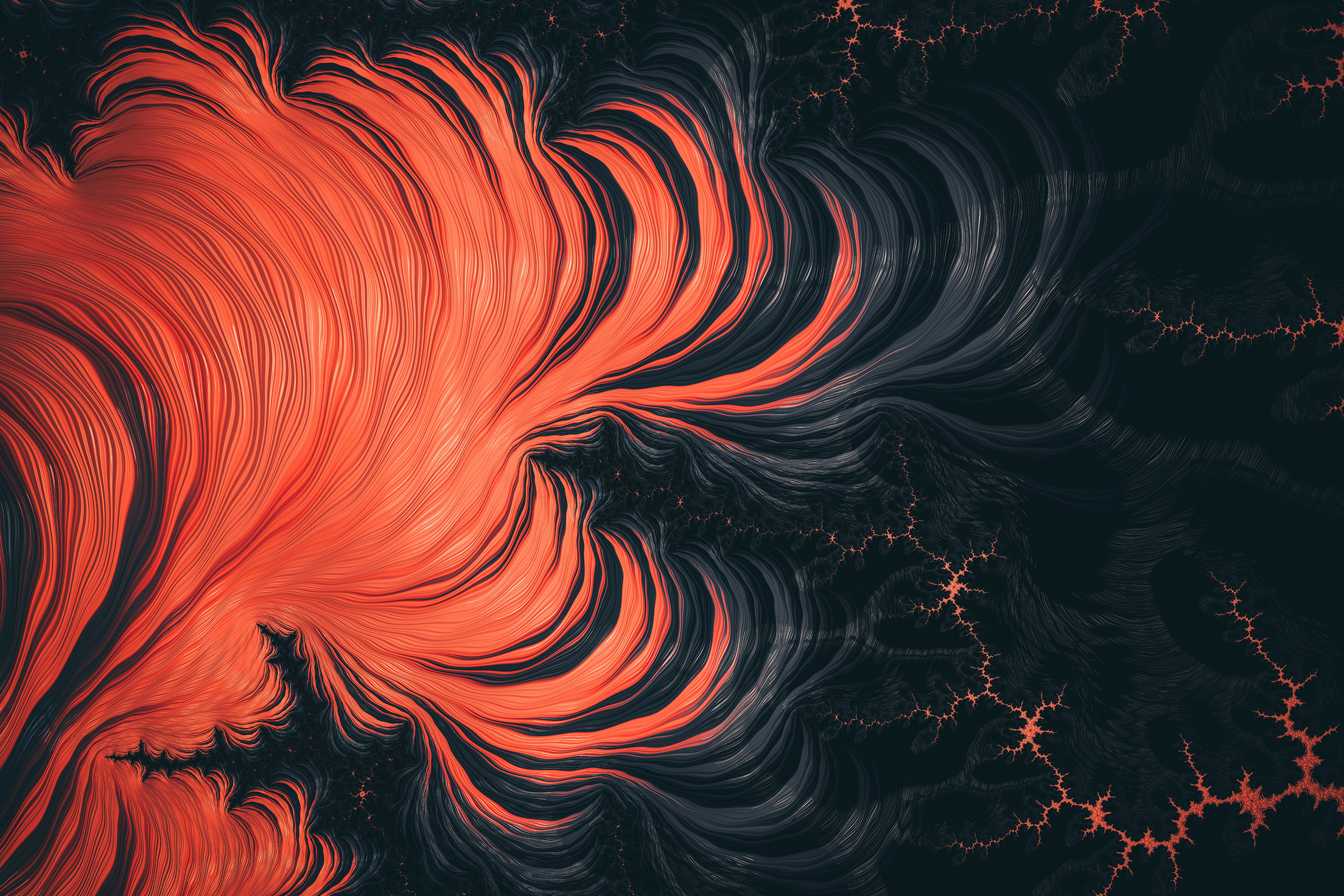 Abstract Fractal Art with Orange and Dark Tones HD Wallpaper
