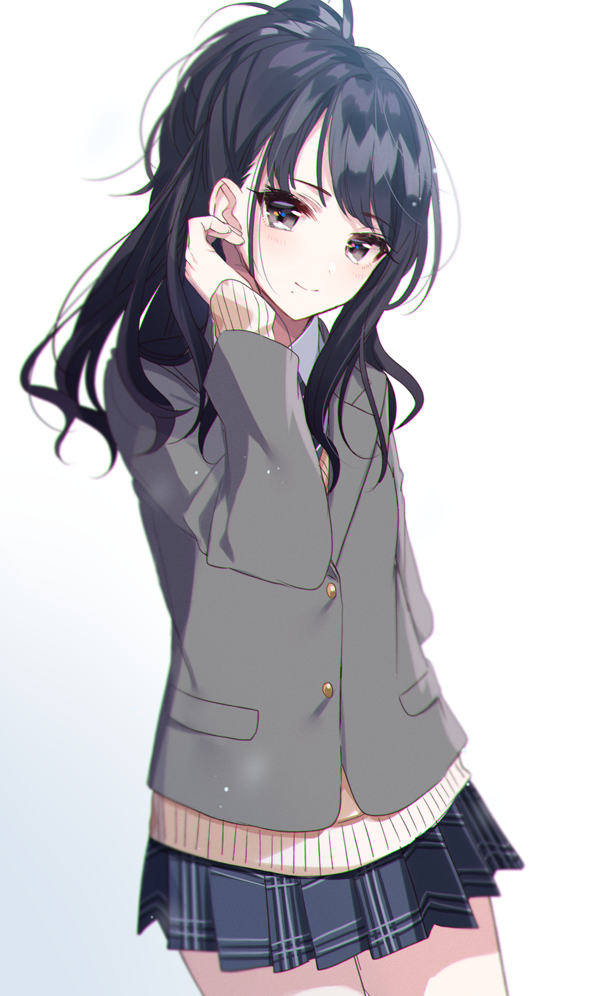 Anime girl in school uniform HD Phone Wallpaper