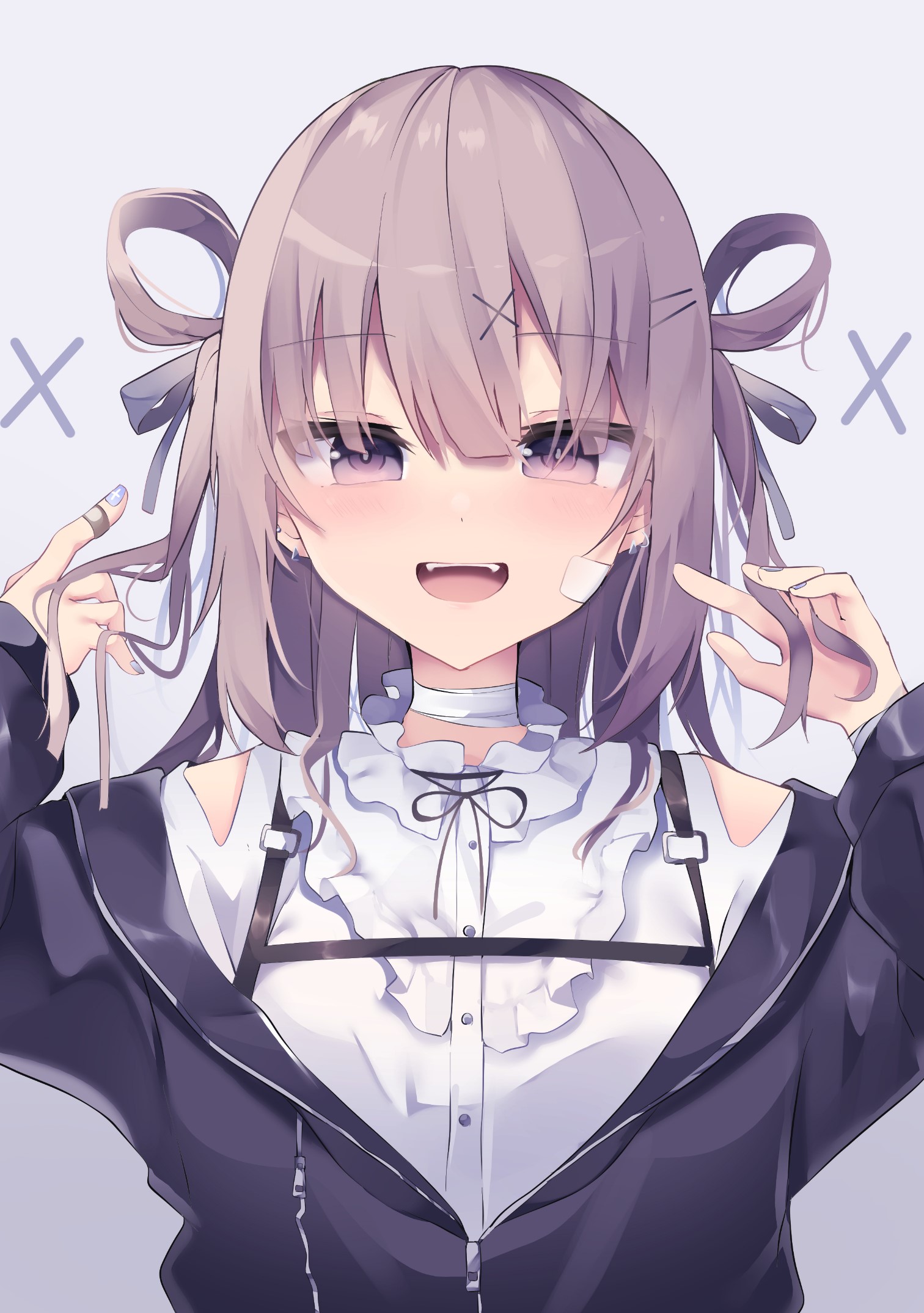 Anime Girl with Gray Hair and Blue Eyes HD Phone Wallpaper