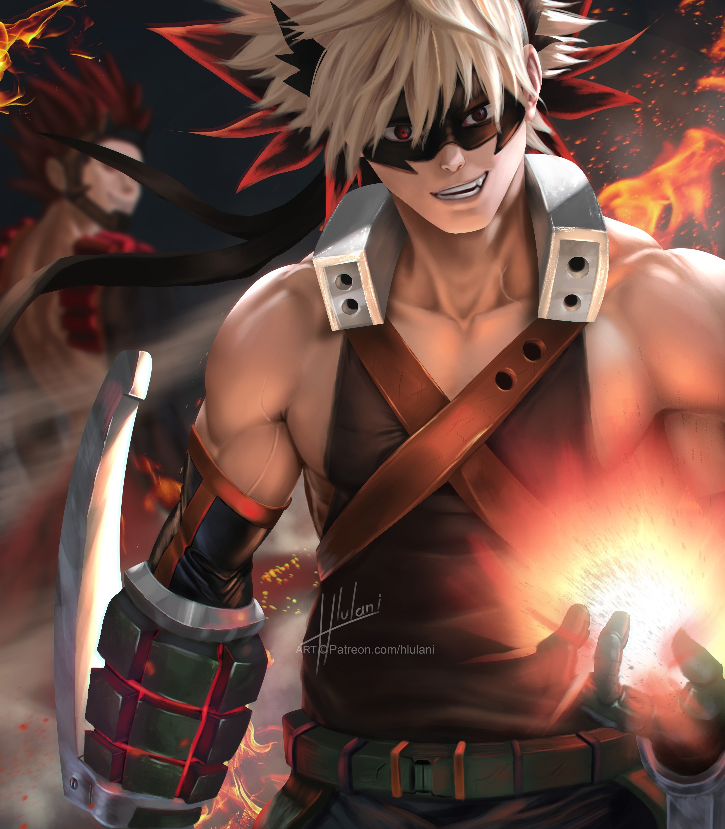 Katsuki Bakugo from Boku no Hero Academia with explosions HD Phone Wallpaper