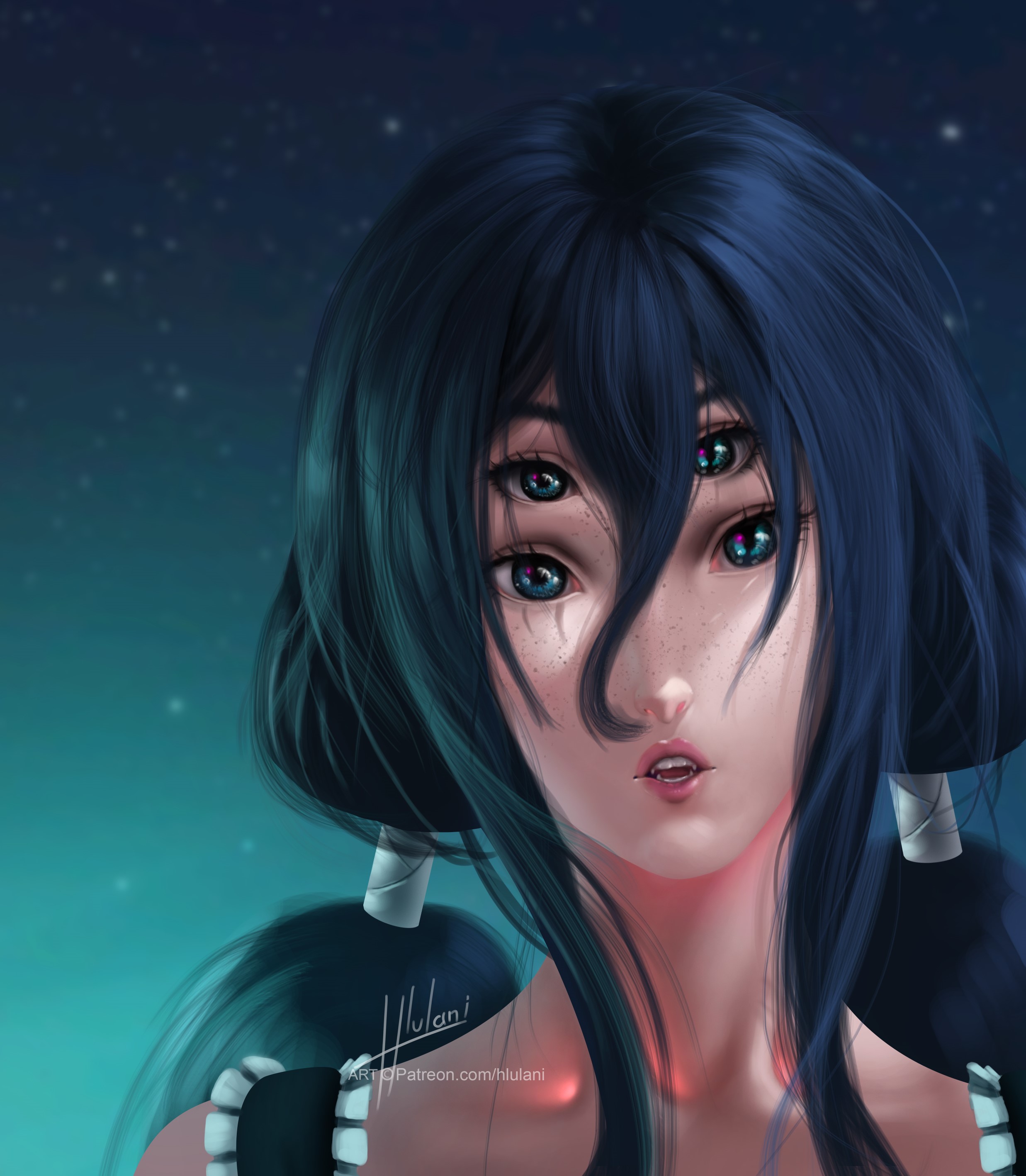 Anime girl with multiple eyes HD Phone Wallpaper