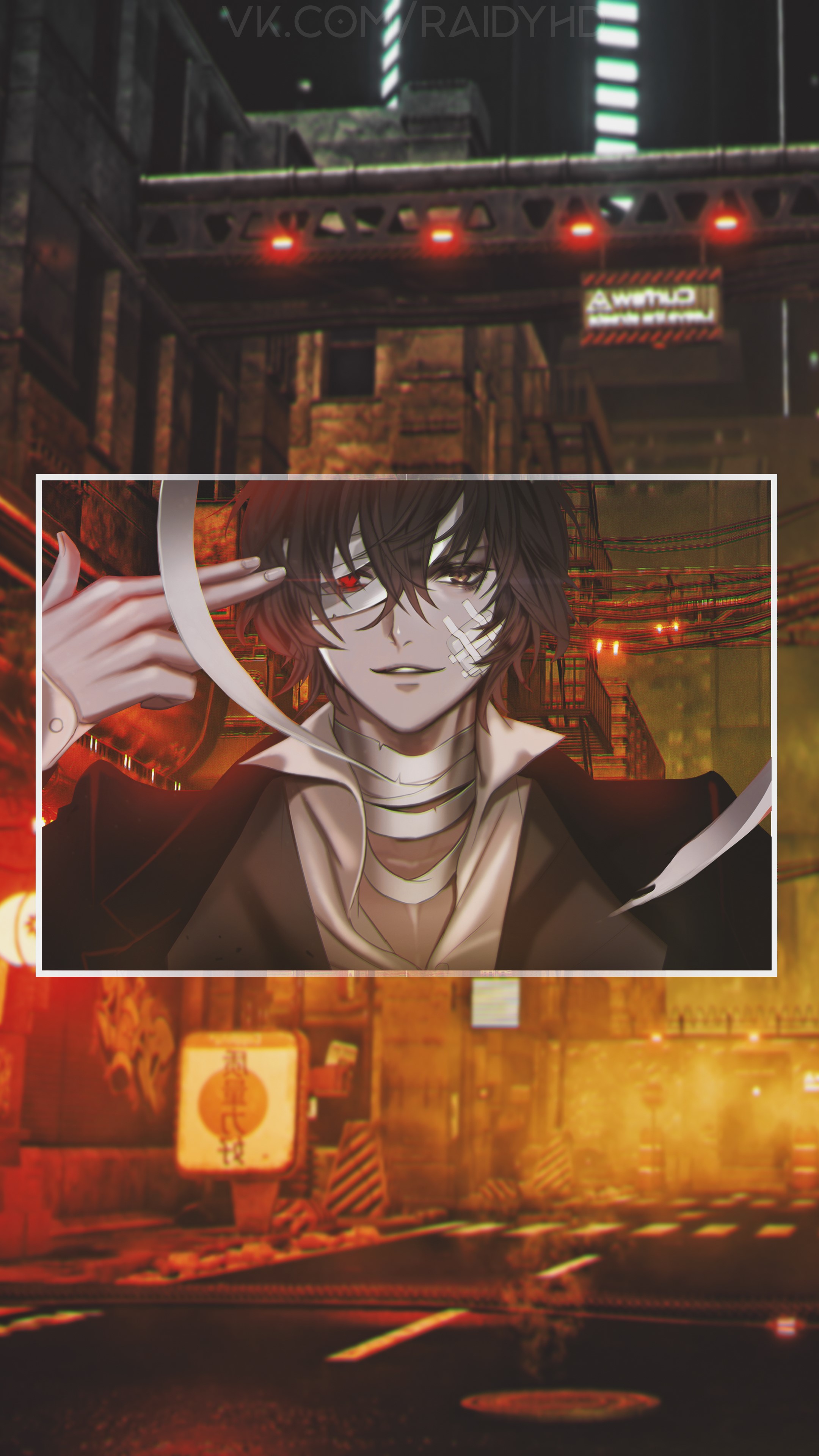 Anime boy with bandages and red eye HD Phone Wallpaper