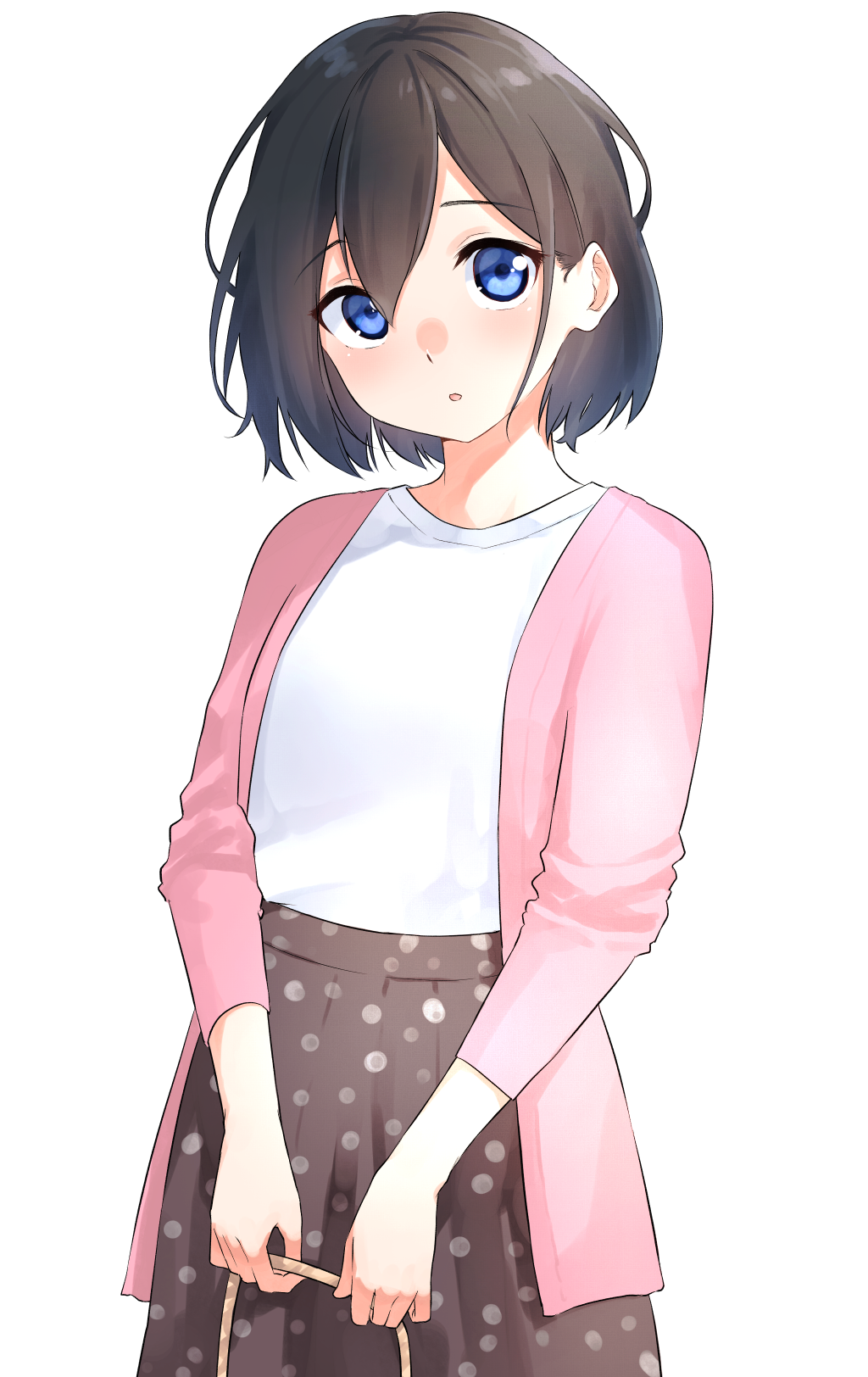 Anime girl with short brown hair and blue eyes HD Phone Wallpaper