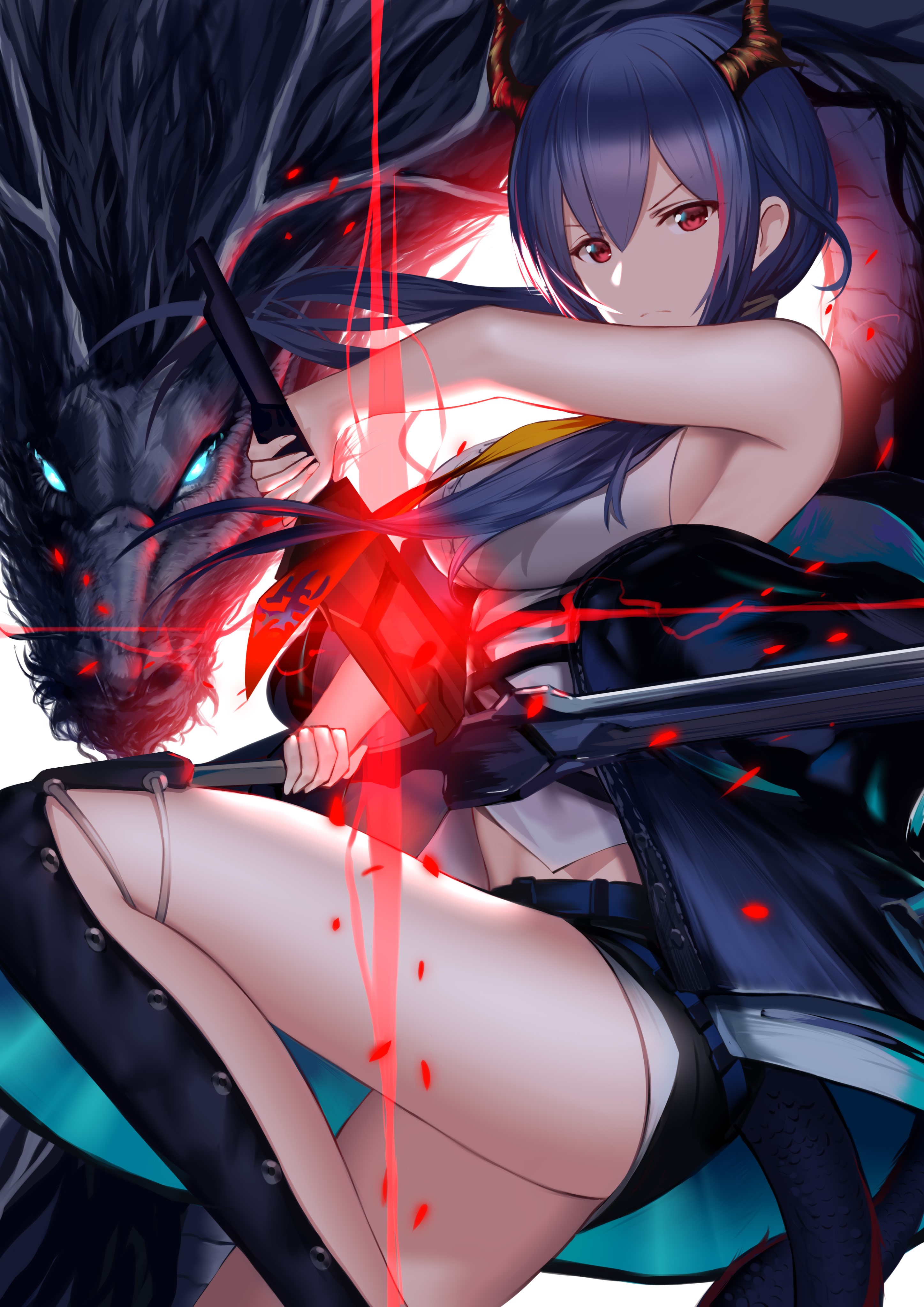 Chen from Arknights with a dragon HD Phone Wallpaper