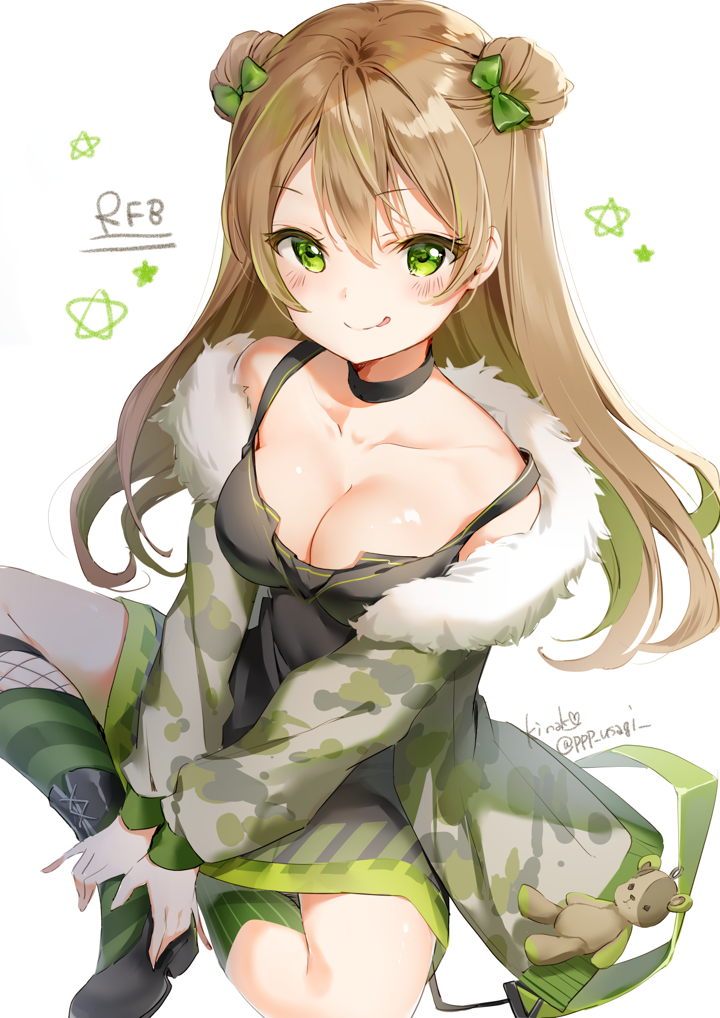 Anime girl with brown hair and green eyes HD Phone Wallpaper