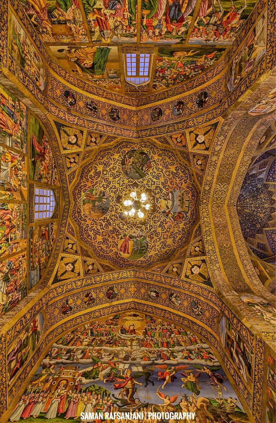 Interior of a richly decorated building in Iran HD Phone Wallpaper