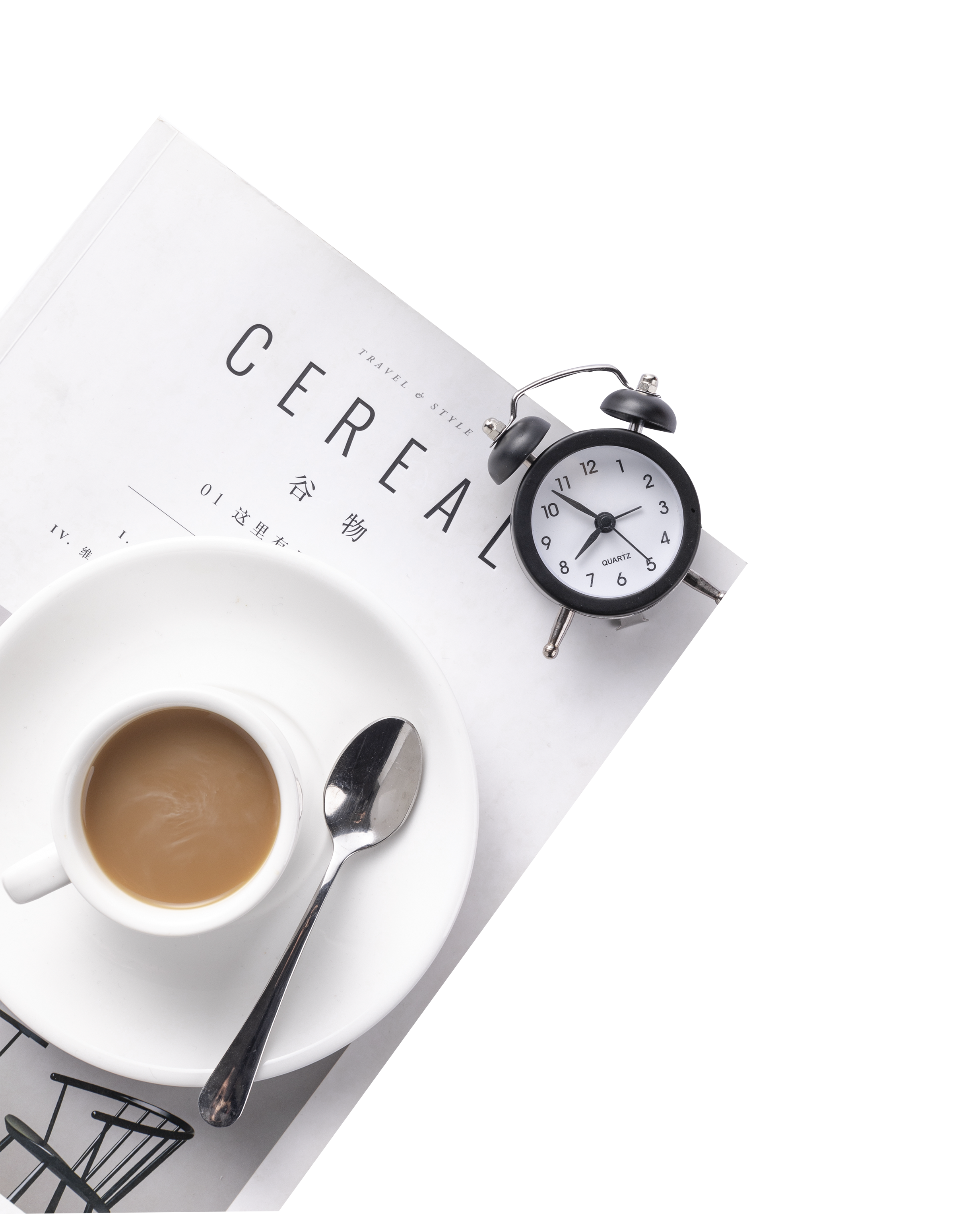 Alarm clock and coffee on Cereal magazine HD Phone Wallpaper