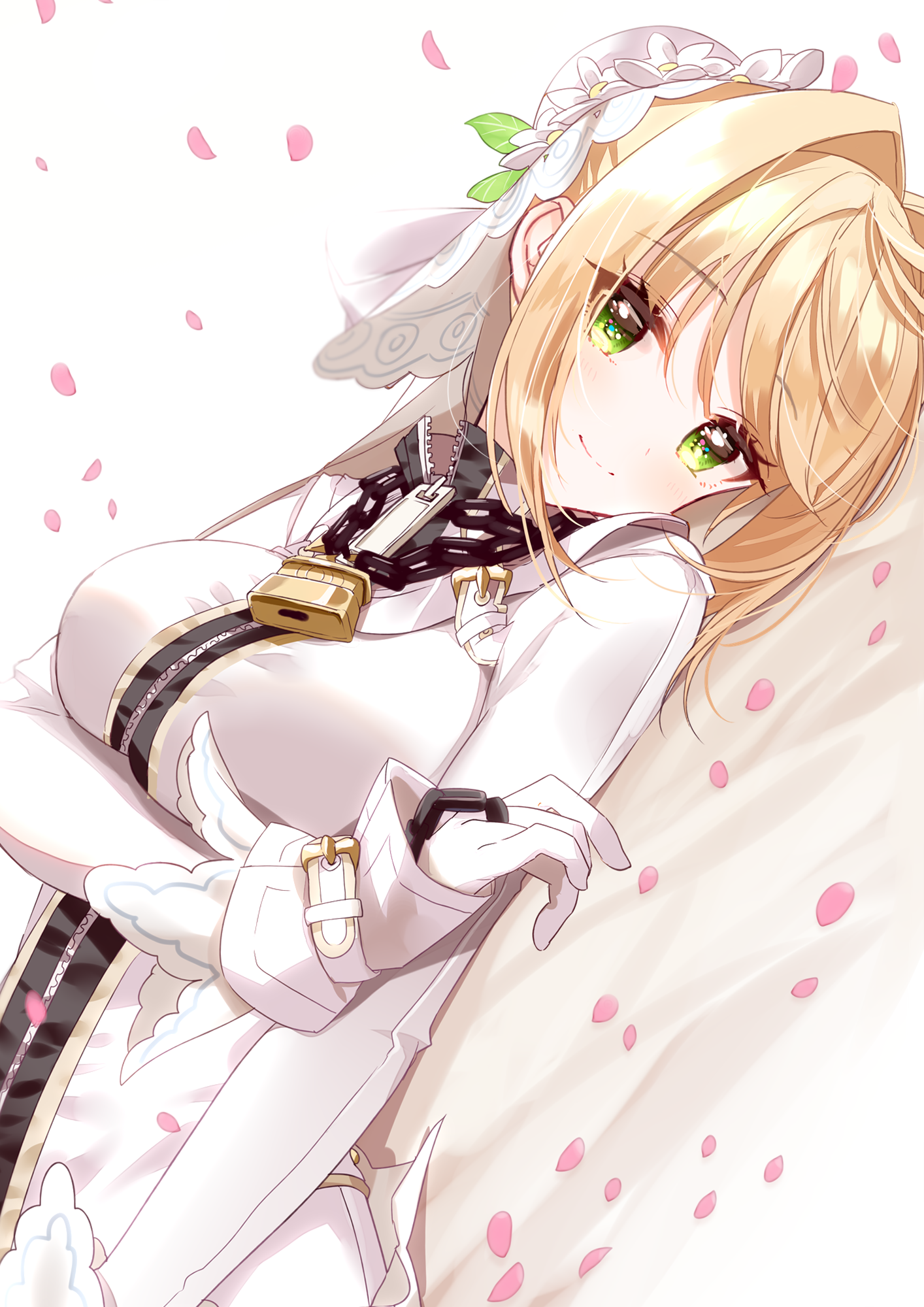 Anime girl with blonde hair in white dress HD Phone Wallpaper