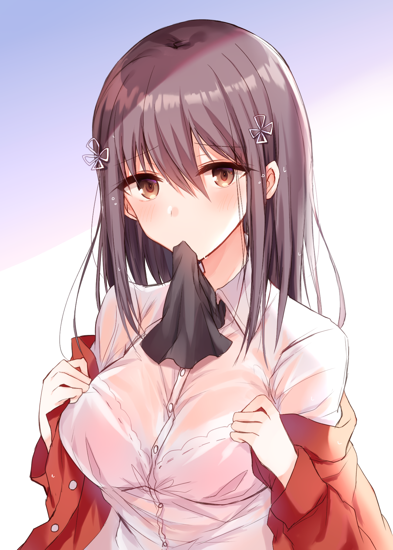 Anime girl with brown eyes and black hair HD Phone Wallpaper