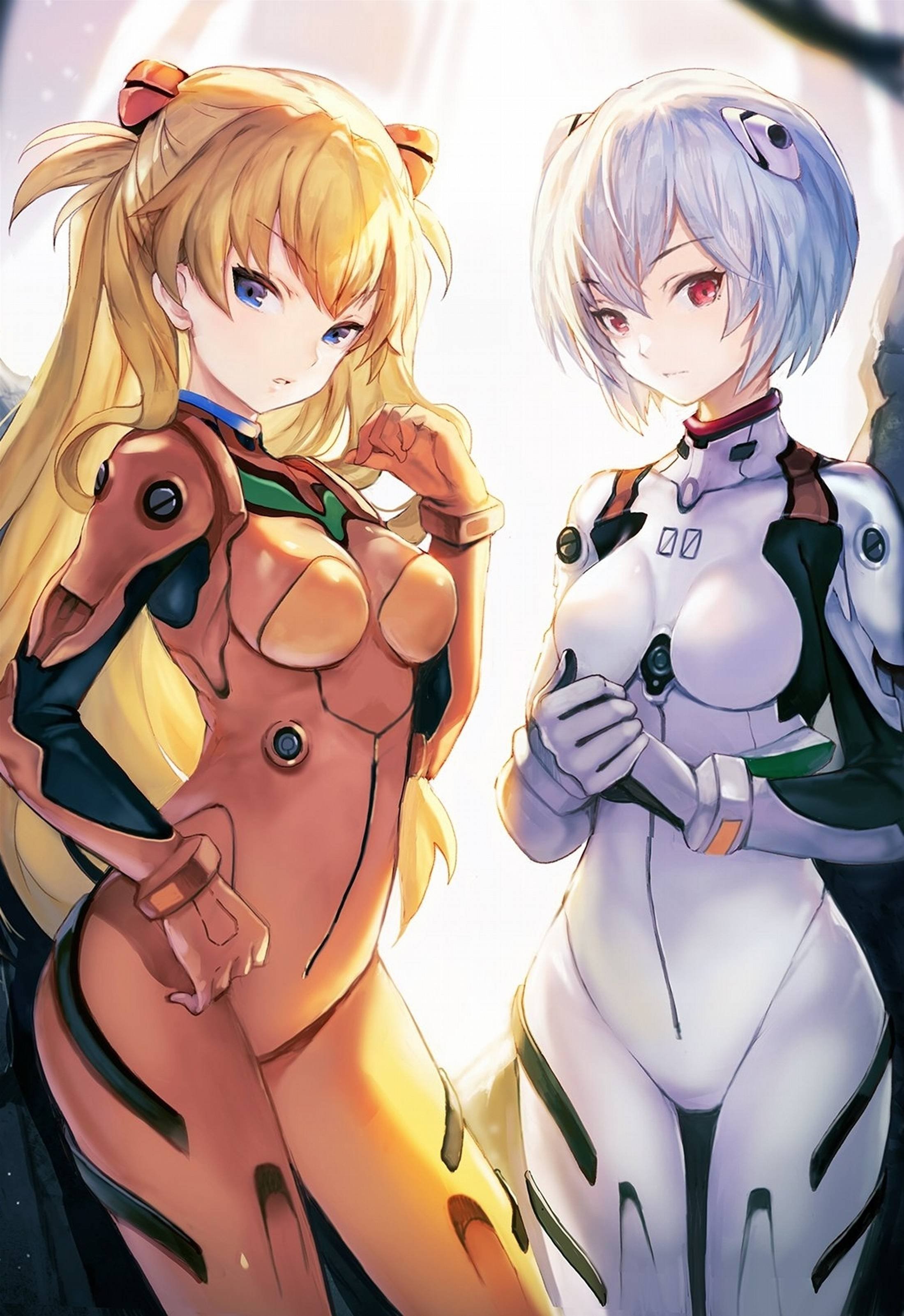 Asuka Langley Soryu and Rei Ayanami from Neon Genesis Evangelion HD Phone Wallpaper