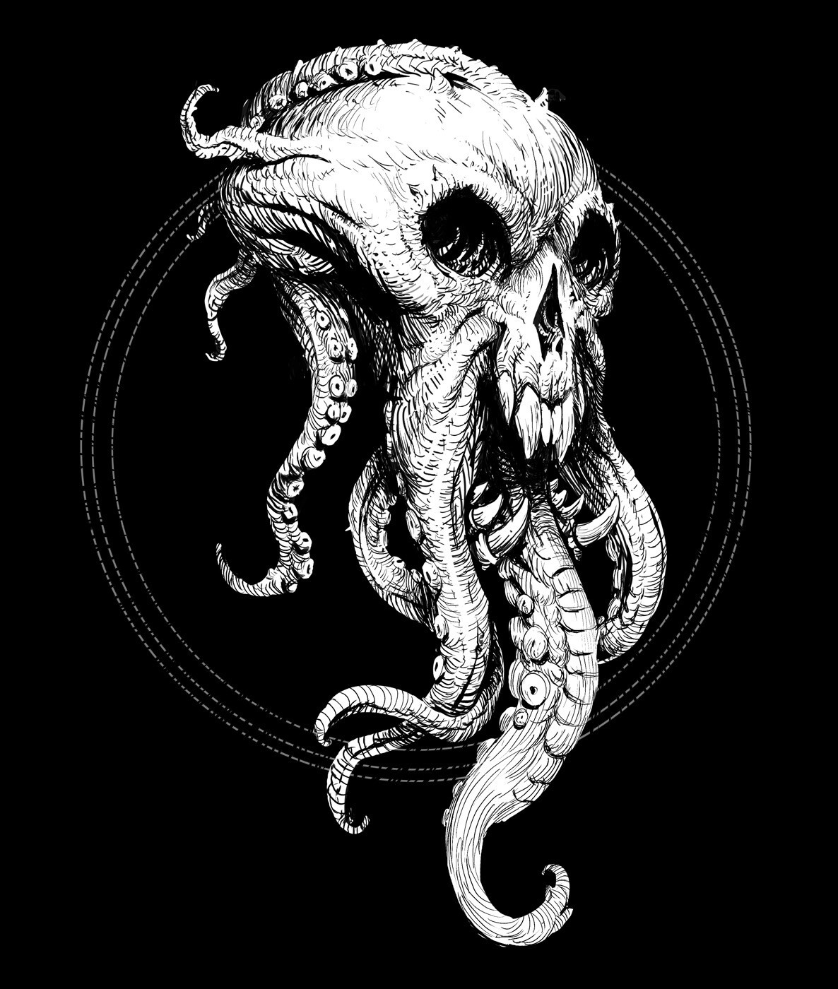 Fantasy creature with skull and tentacles HD Phone Wallpaper