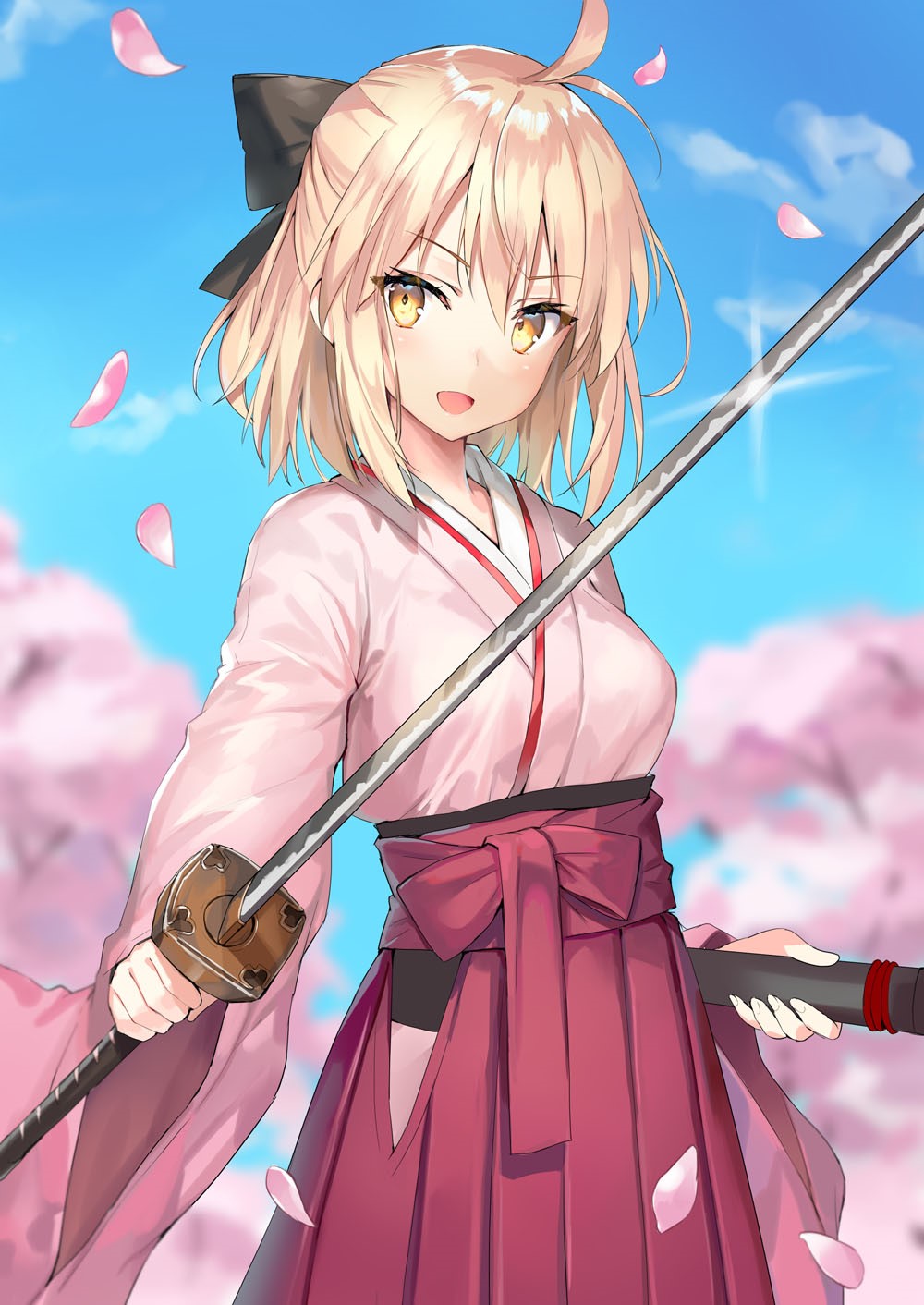 Souji Okita from Fate/Grand Order holding a katana HD Phone Wallpaper