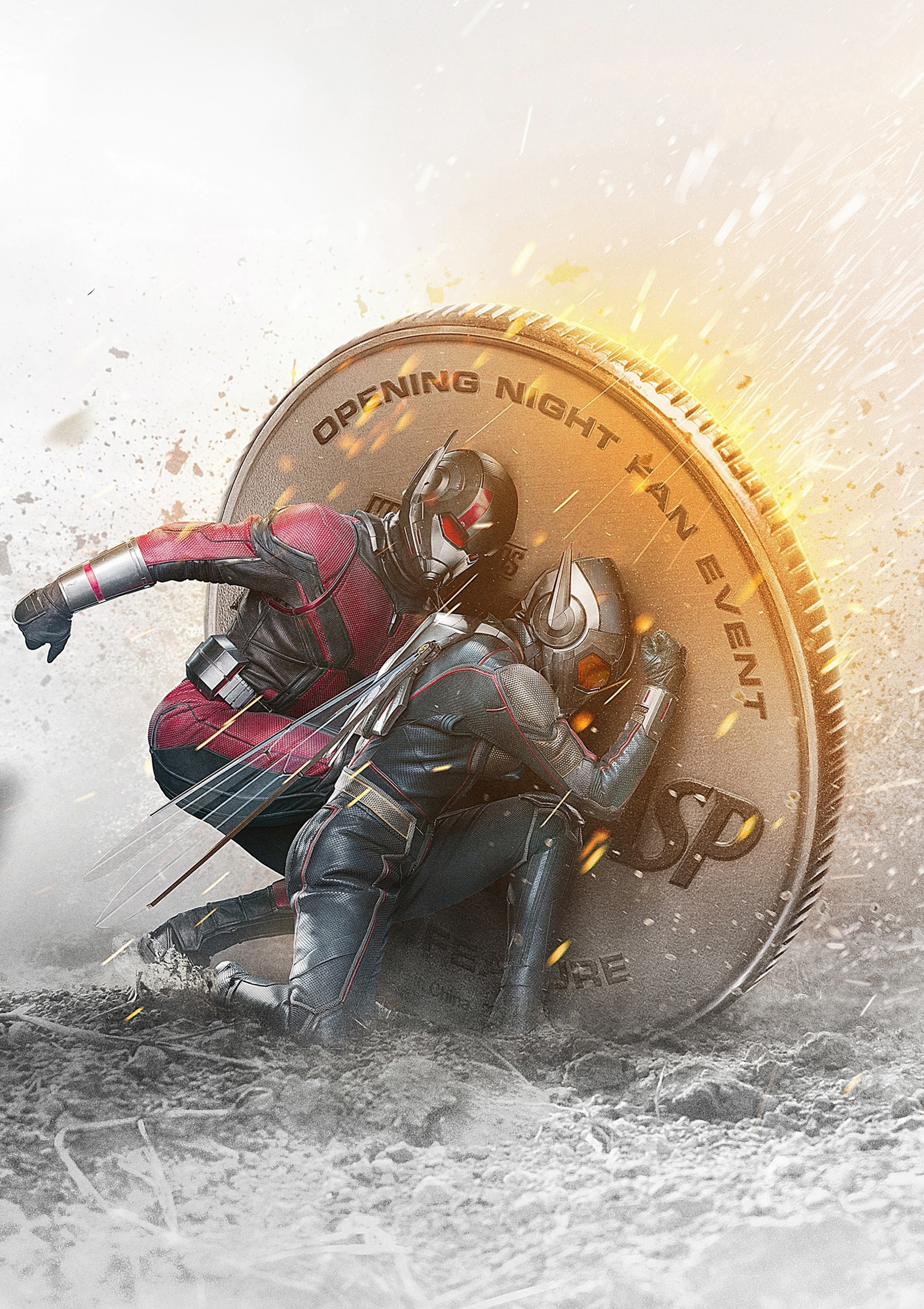 Ant-Man and The Wasp with Giant Coin HD Wallpaper