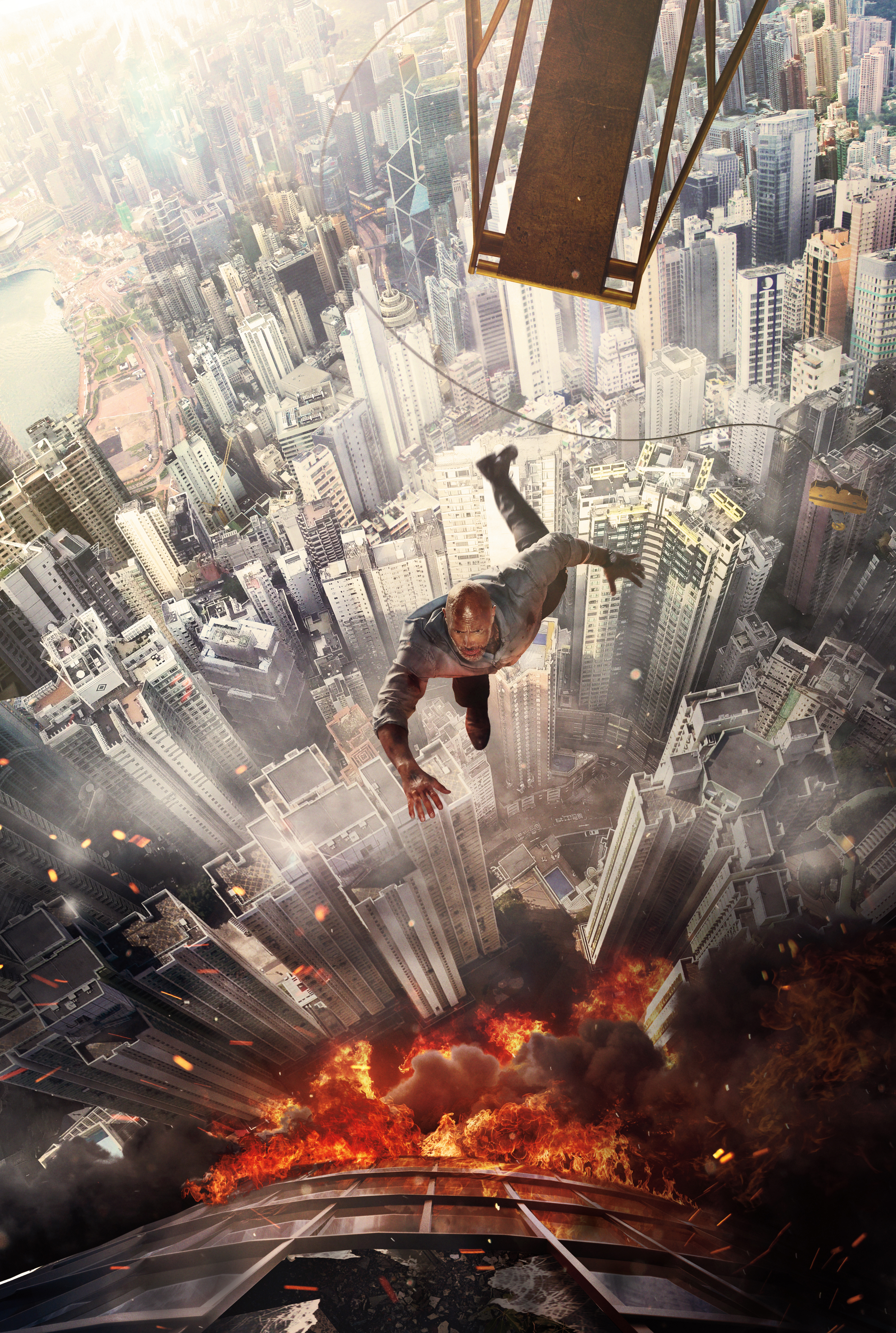 Dwayne Johnson falling from skyscraper in 4K HD Wallpaper