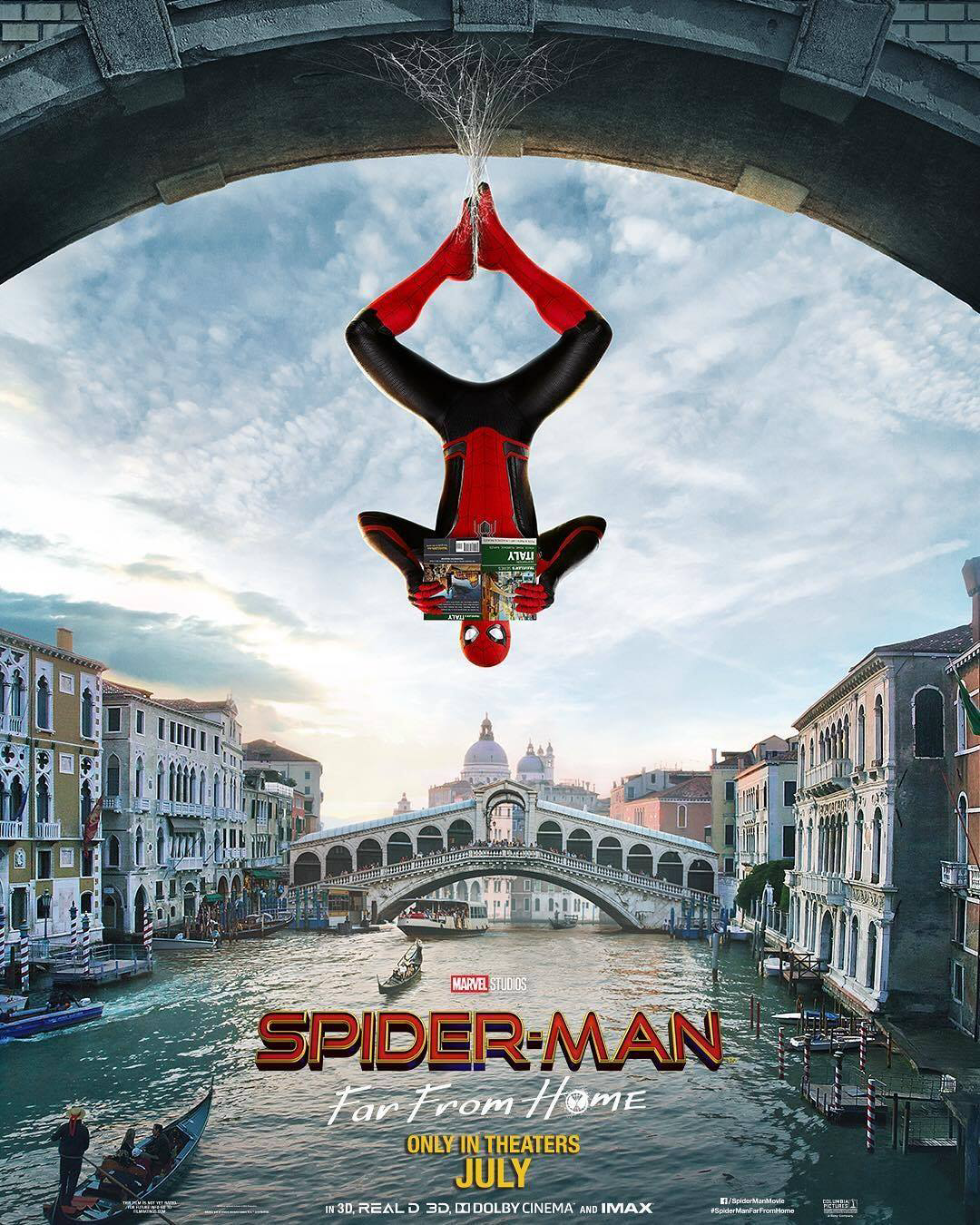Spider-Man Far From Home movie poster in Venice HD Phone Wallpaper